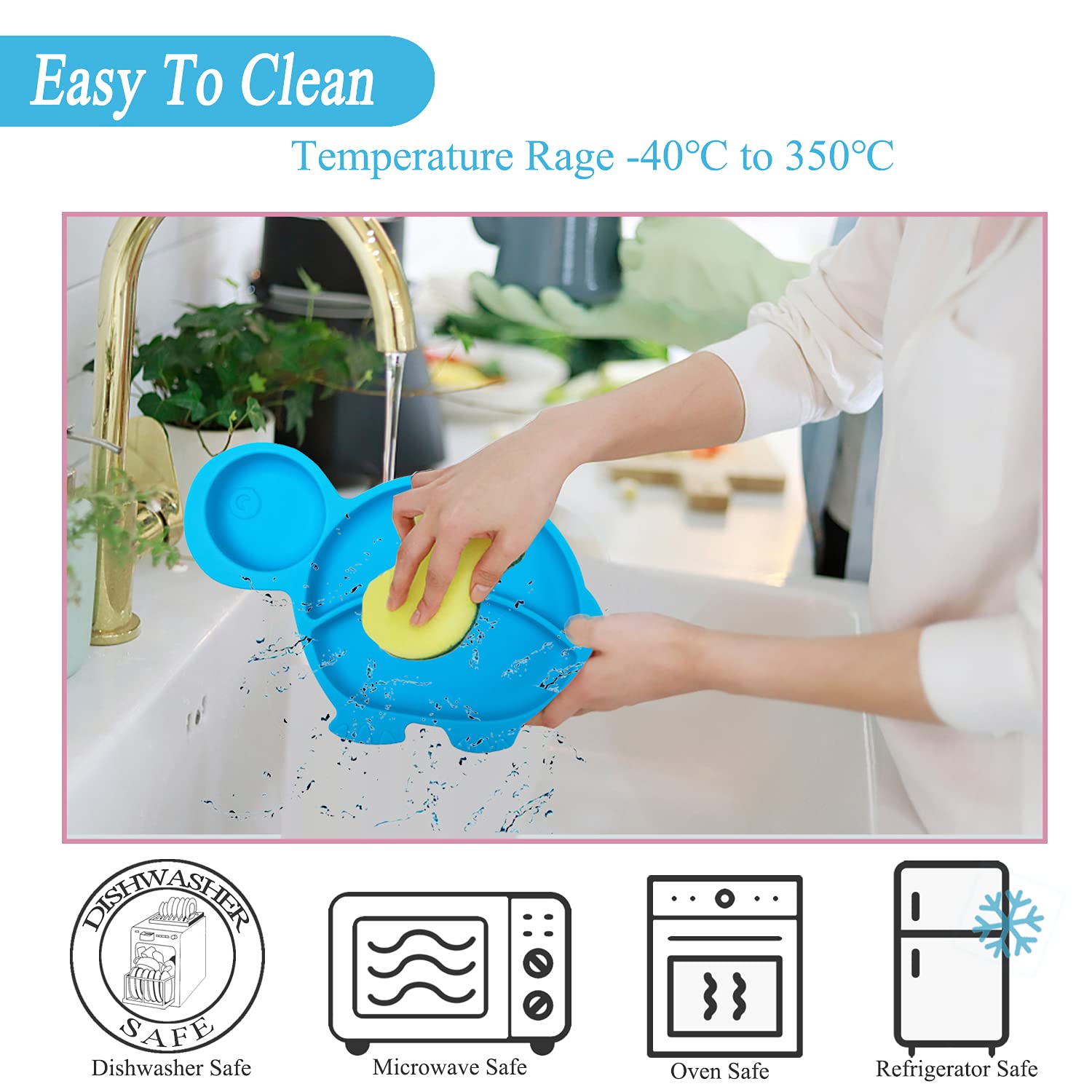 NICINGU Baby Feeding Plates 6 Pcs Set Suction Silicone