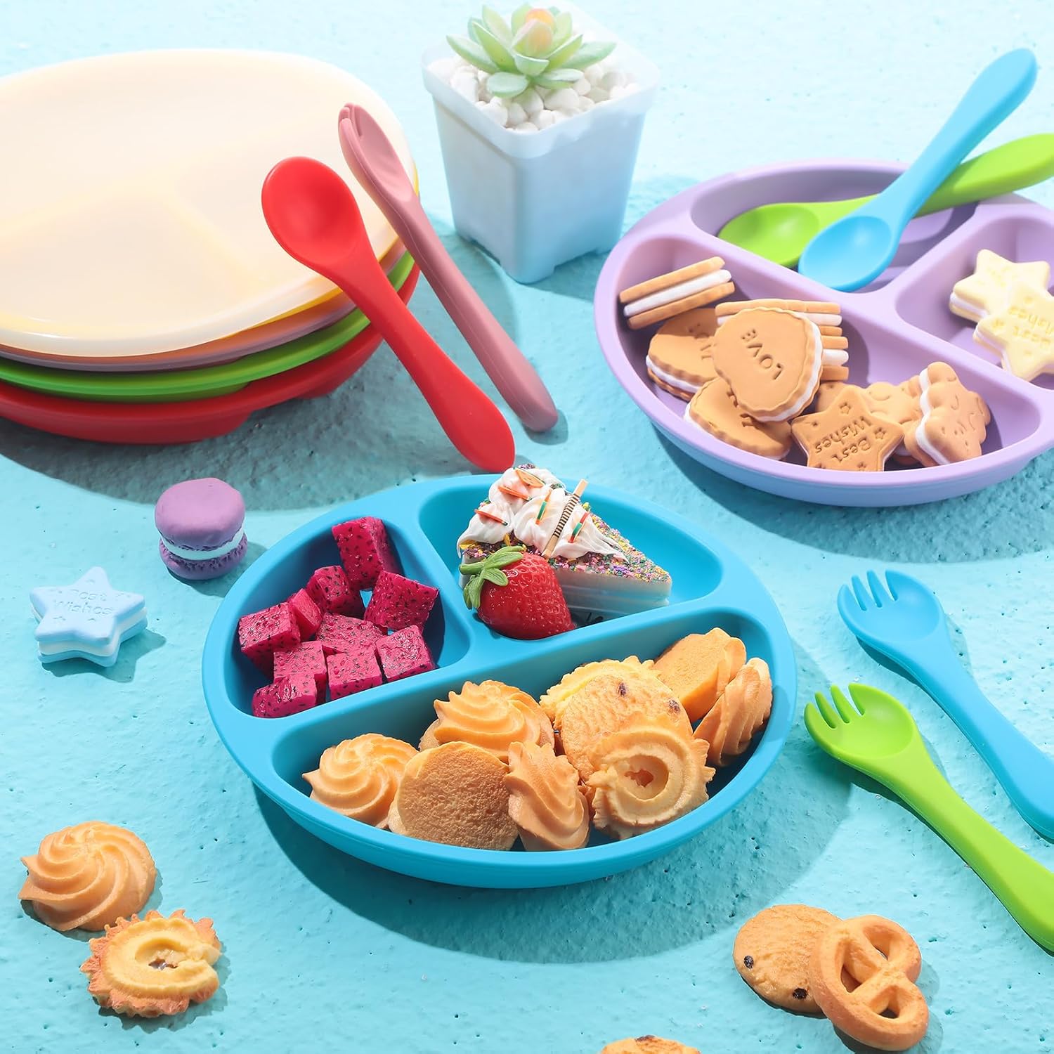 Meanplan 6 Pack Suction Plates for Toddlers