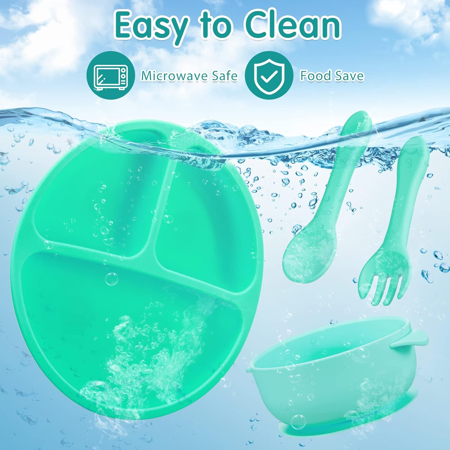 Chengu 9 Pcs Silicone Baby Suction Bowls and Plates Feeding Set