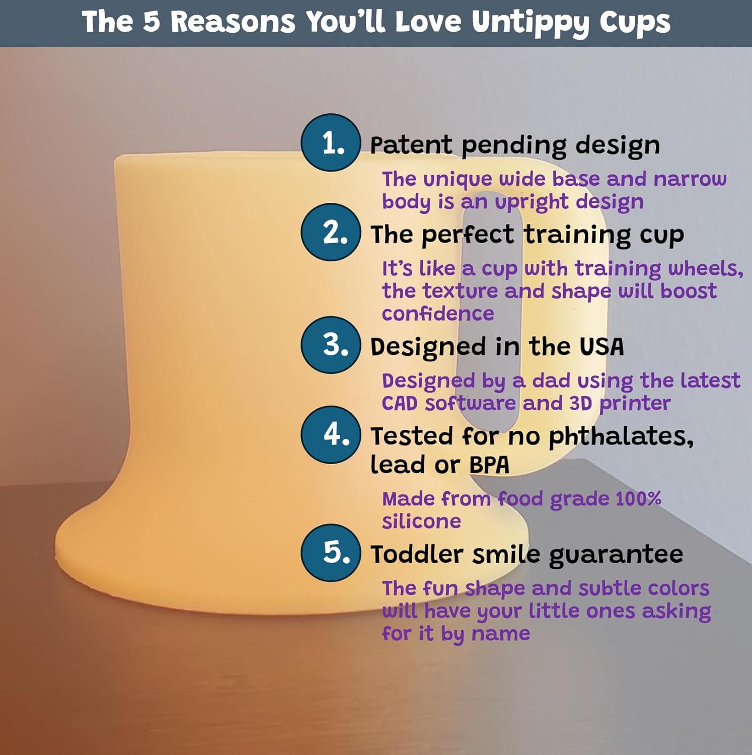 Untippy Silicone Toddler Mug with Handle 5 oz Sun
