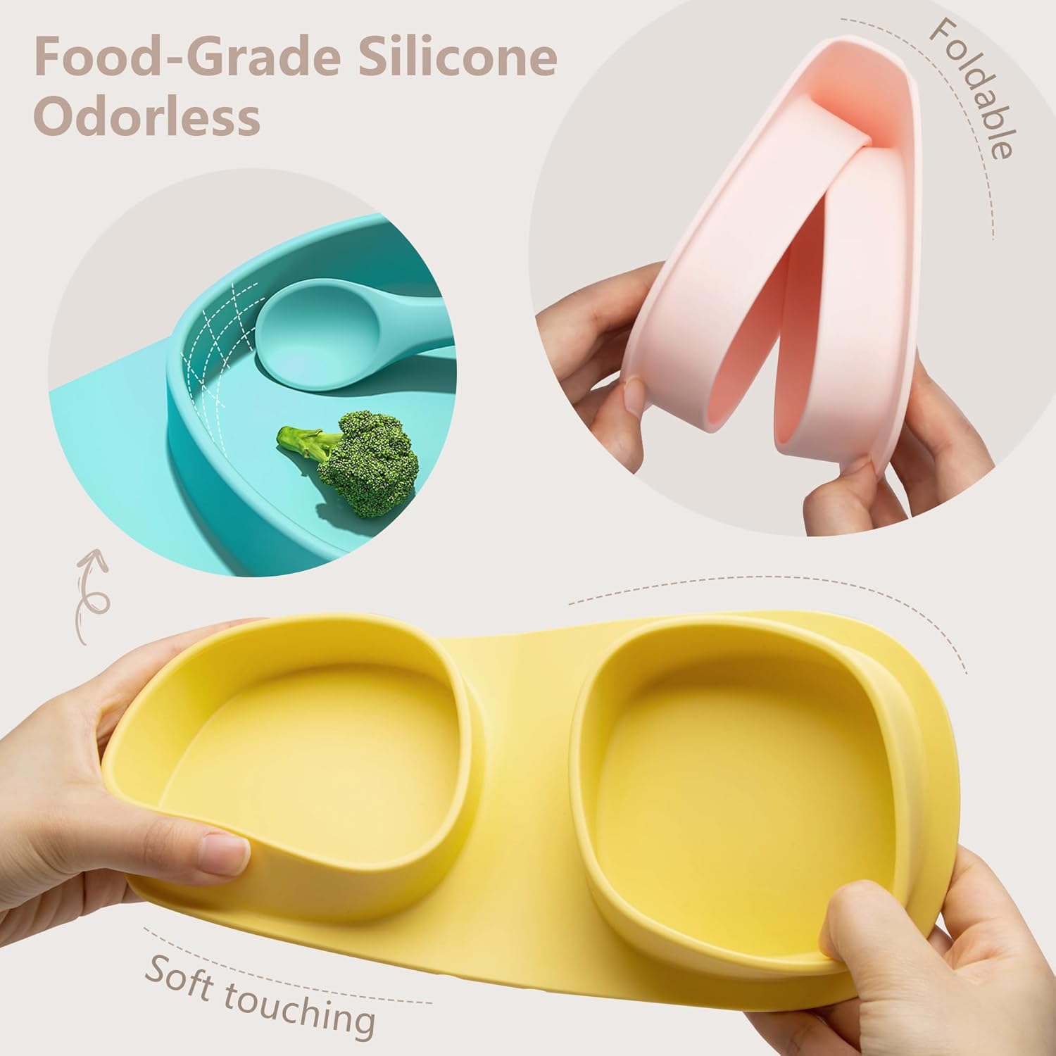 Yahaa Foldable Baby Plates with Forks and Spoons 1