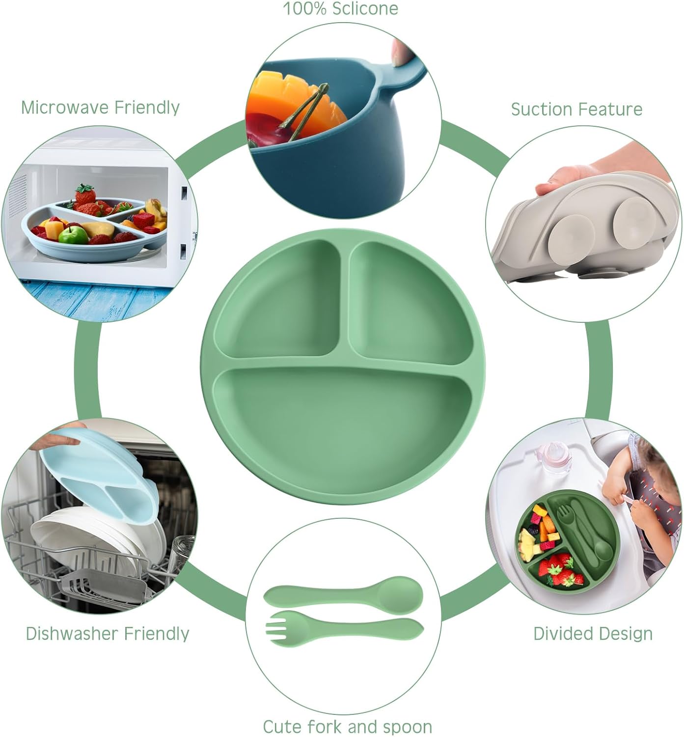 Dandat 24 Pcs Silicone Baby Feeding Set