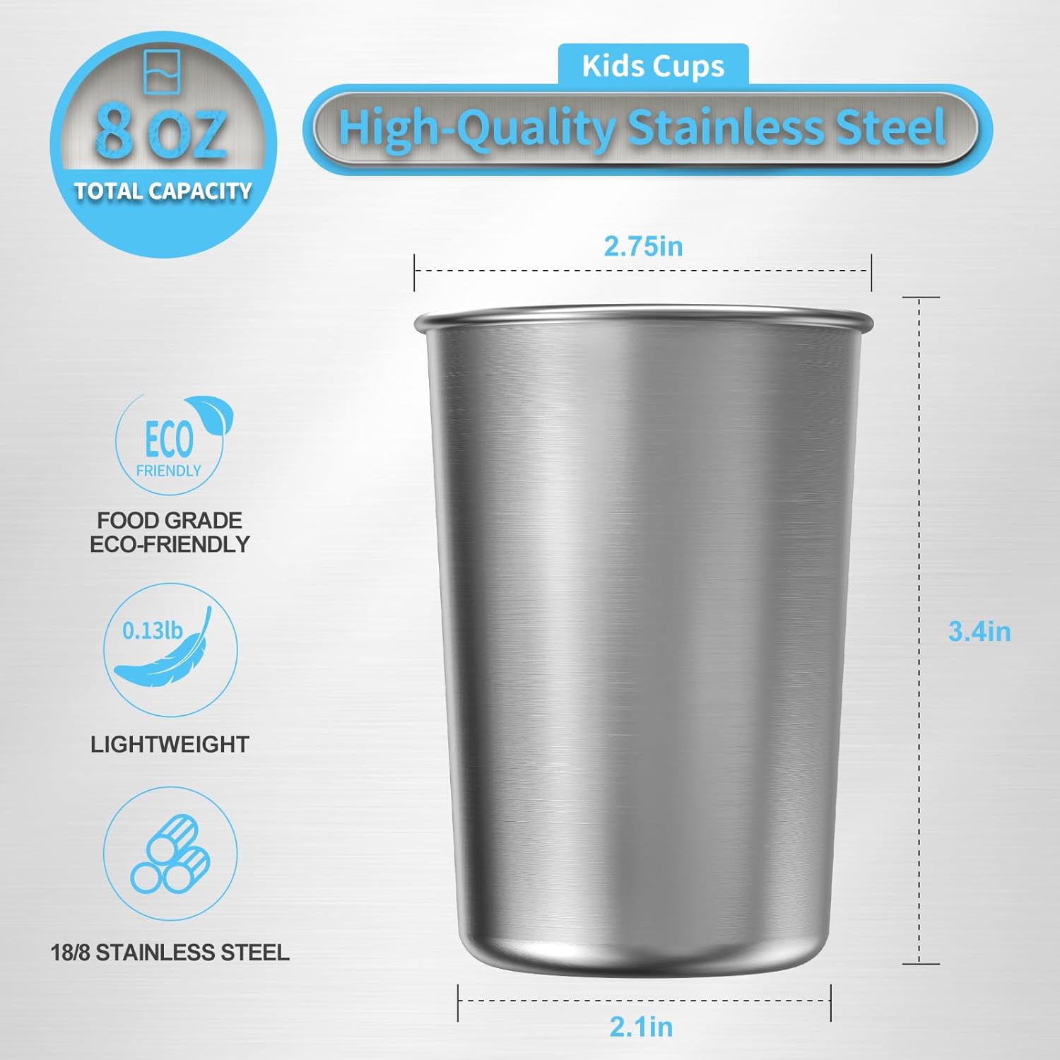 MUMIGUAN 8oz Stainless Steel Kids Cups 4 Pack 1