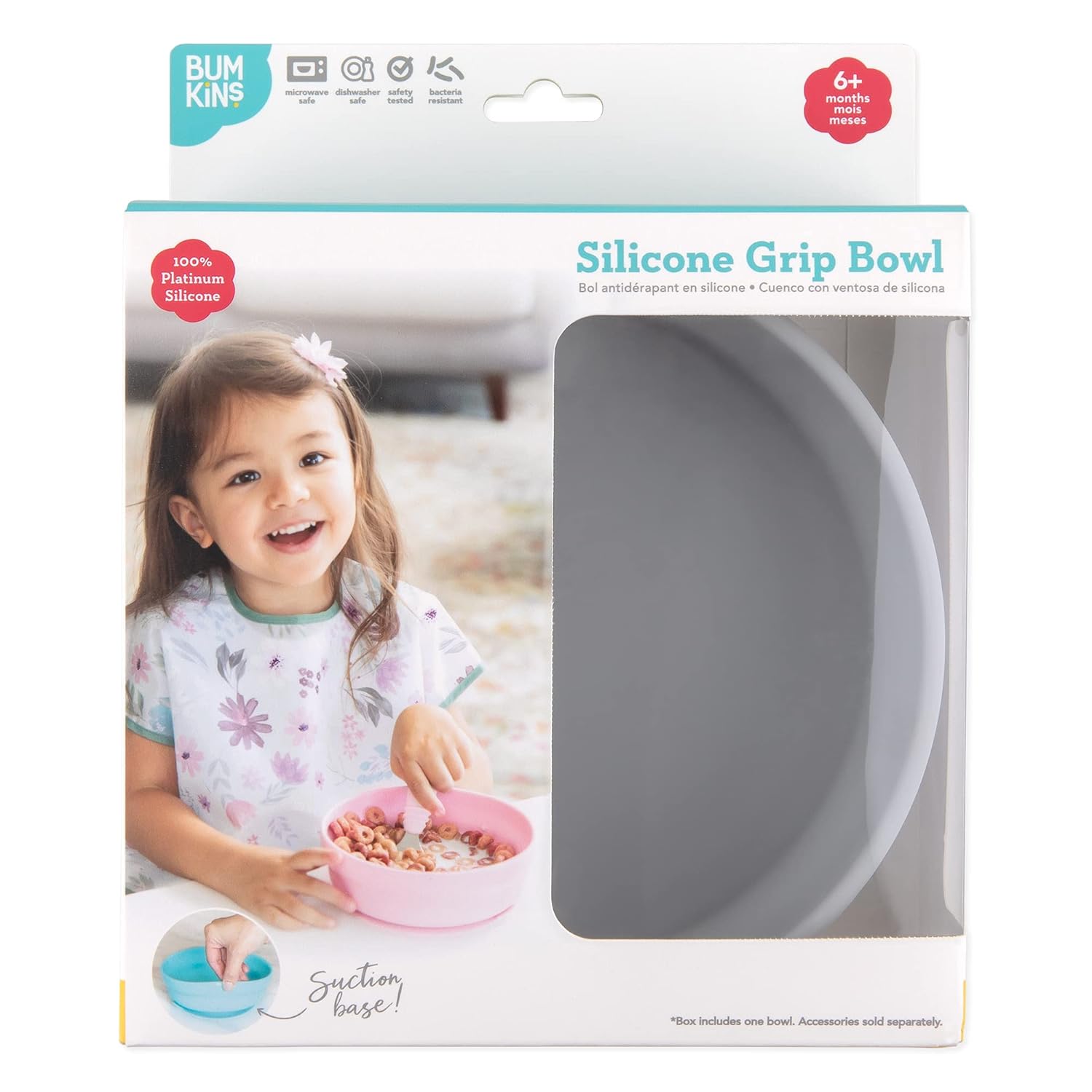 Bumkins Baby Bowl with Suction Gray
