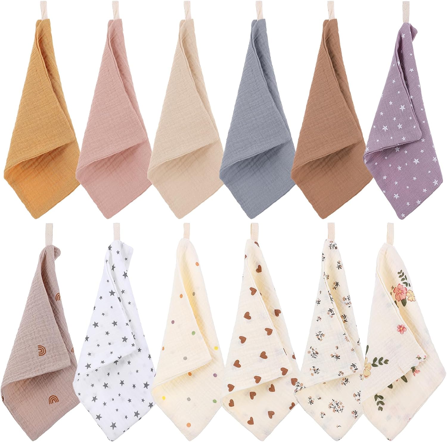 12Pcs Baby Muslin Washcloths Set for Newborn and Kids