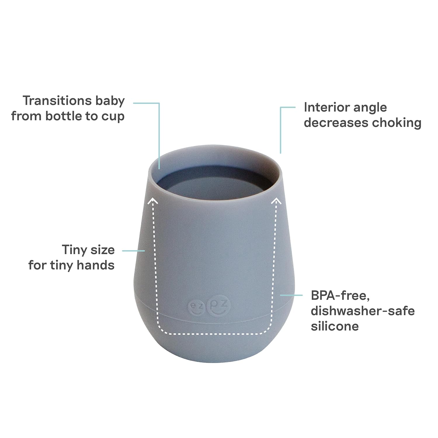 ezpz Tiny Cup Gray 4 Months Training Cup for Infants