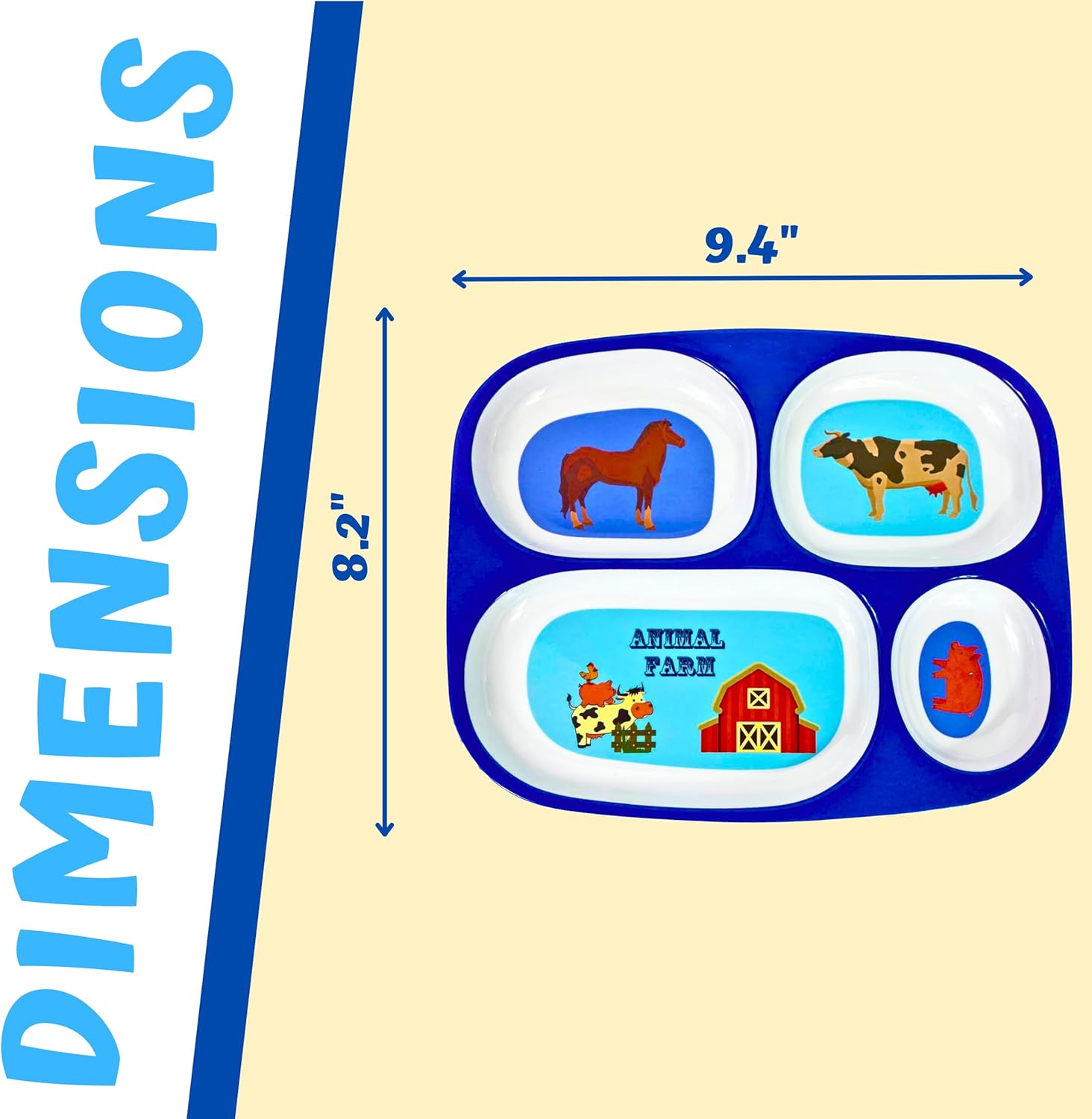 4Es Novelty Set of 4 Melamine Dinner Plates for Kids