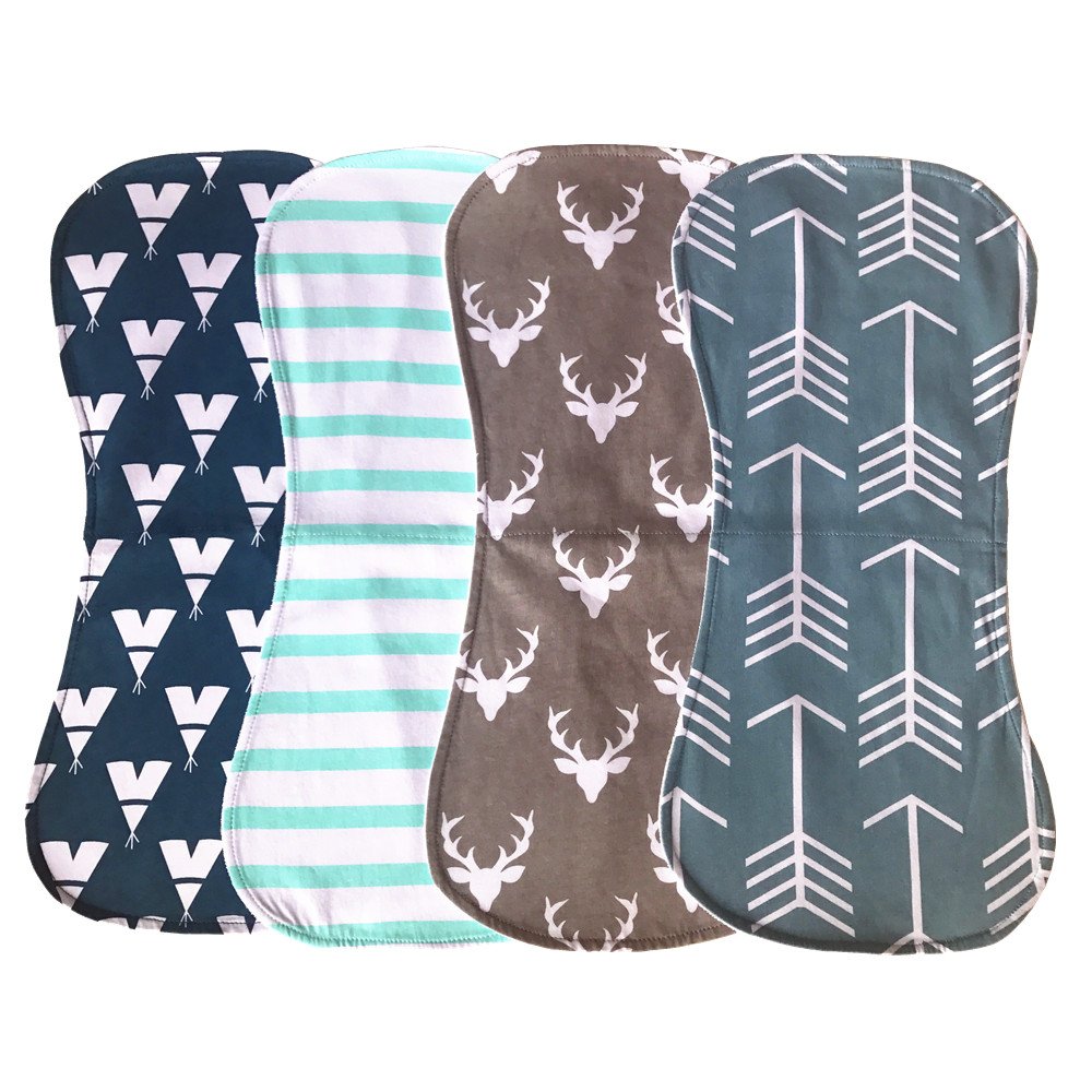 Arnzion Baby Burp Cloths 4 Pack Curved Soft Absorbent 1