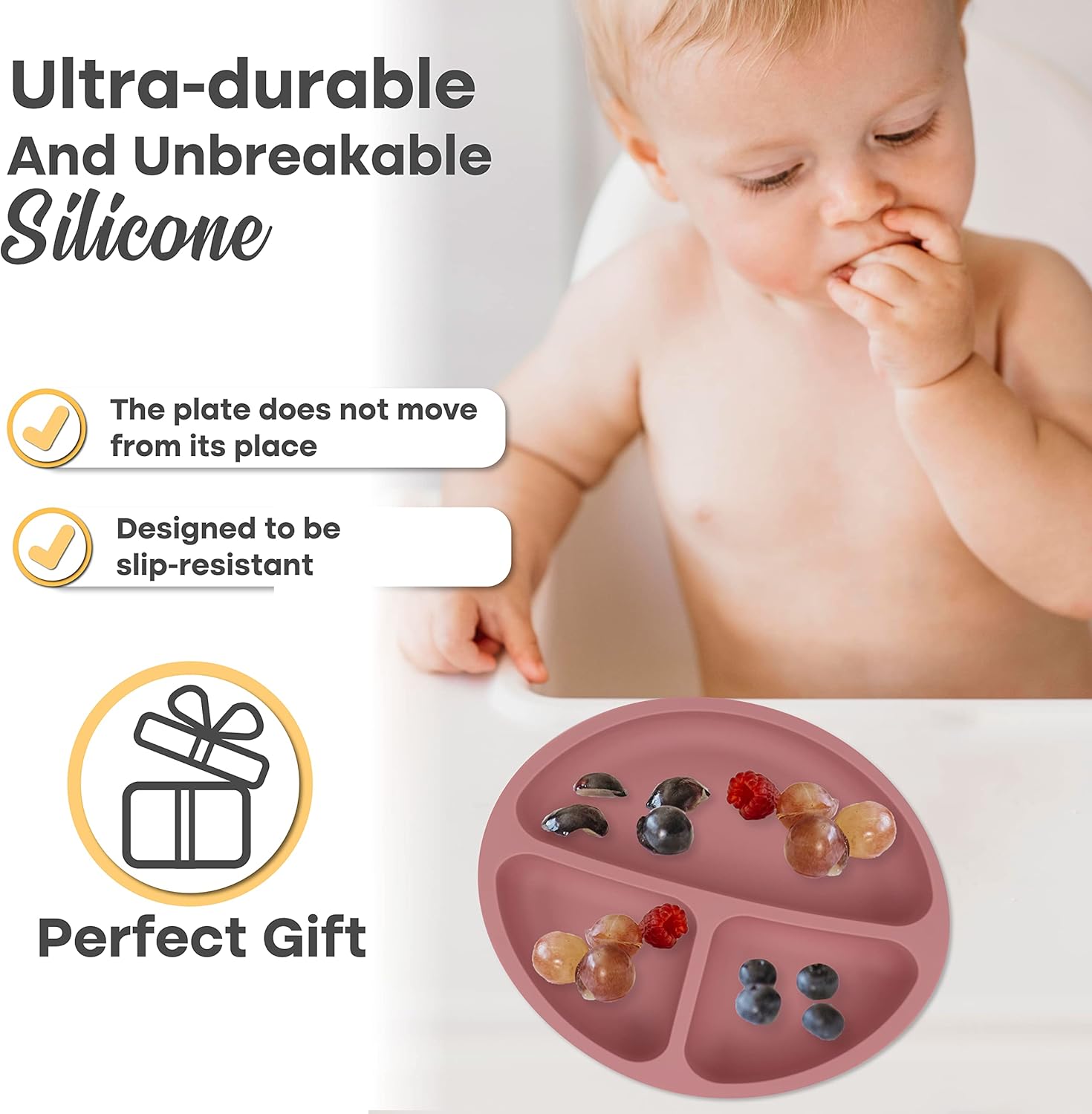 RYASHOP Silicone Baby Plates with Suction