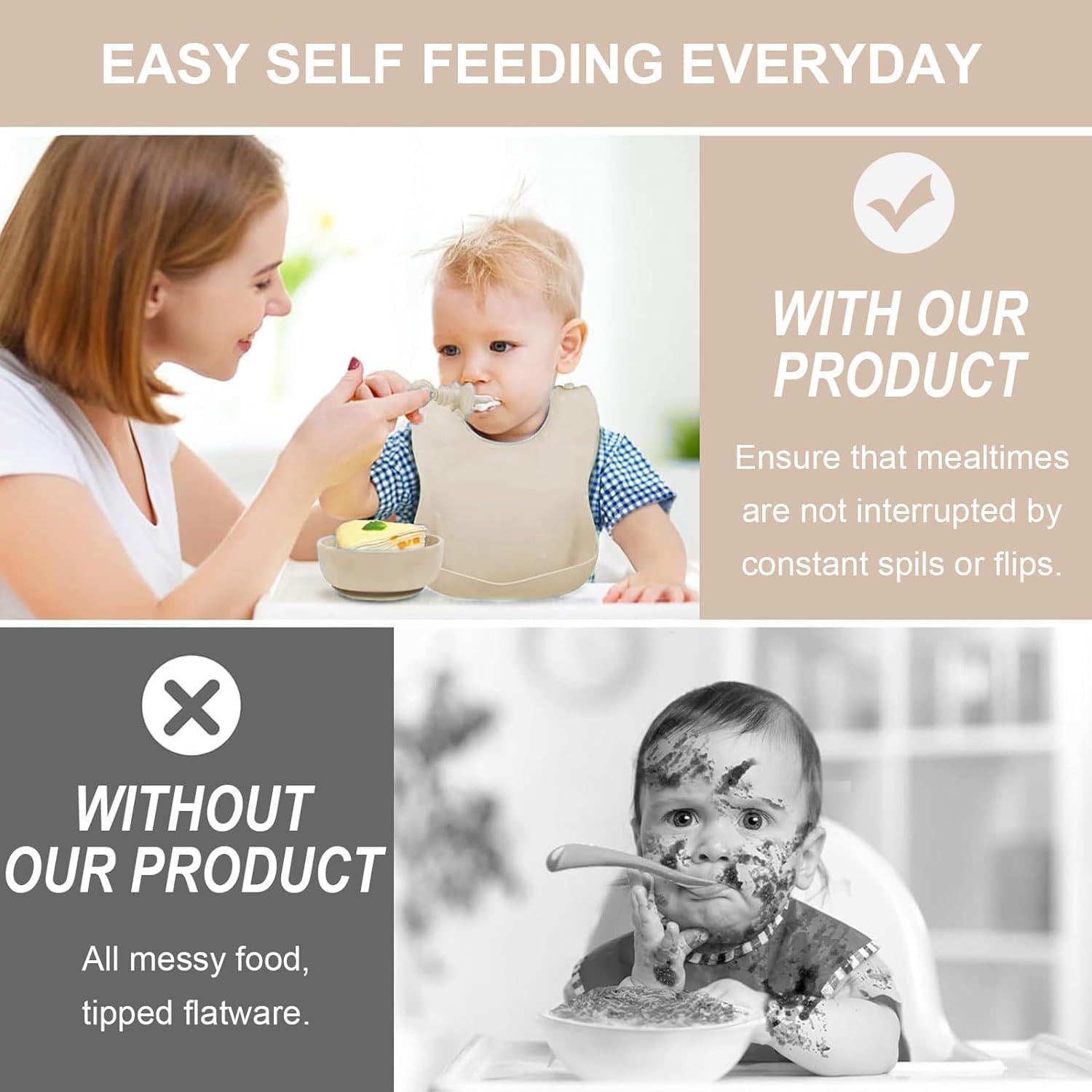 QIKOKU 8-Piece Baby Feeding Set with Suction Cup
