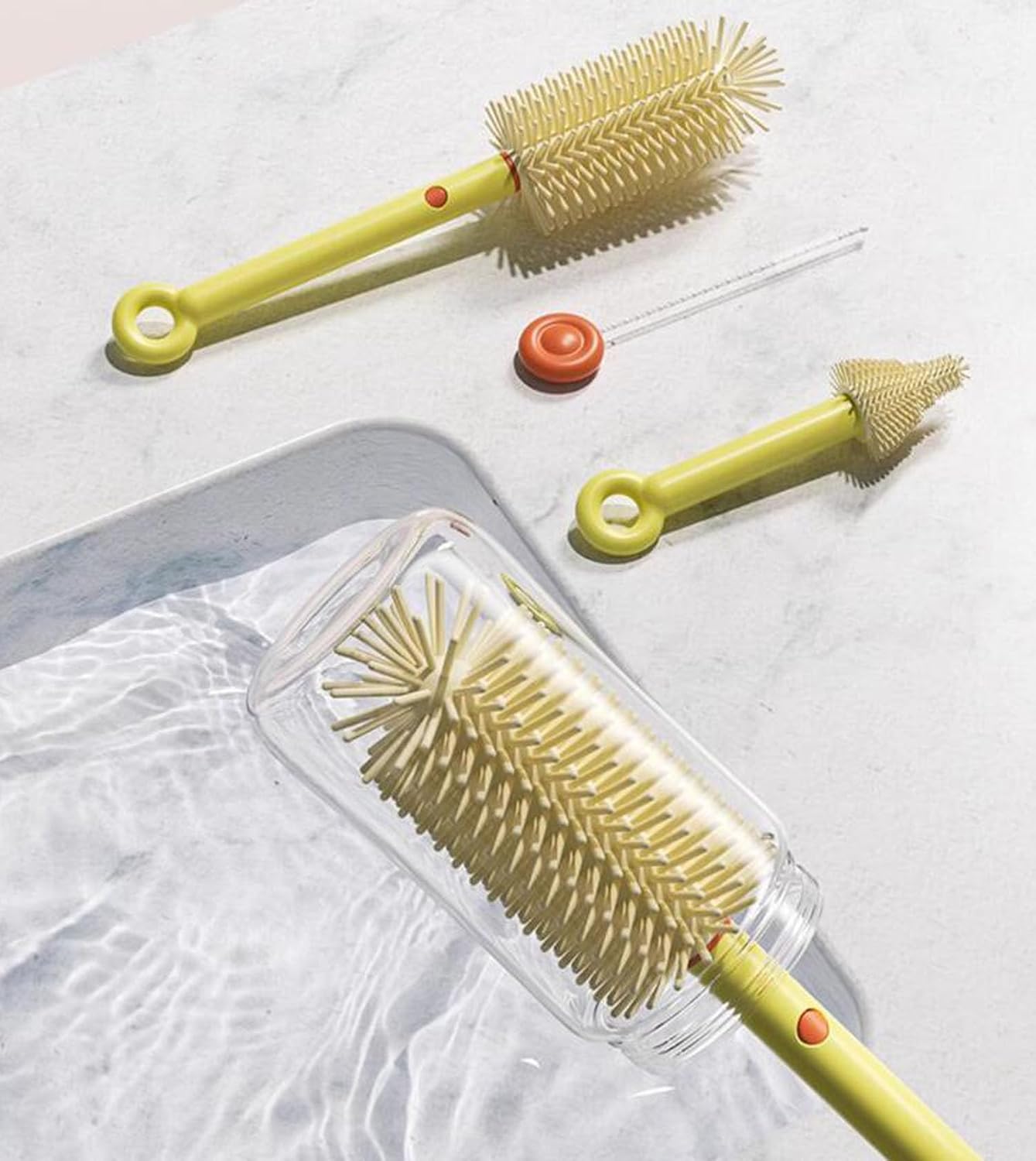7-in-1 Baby Bottle Cleaning Kit with Storage Yellow
