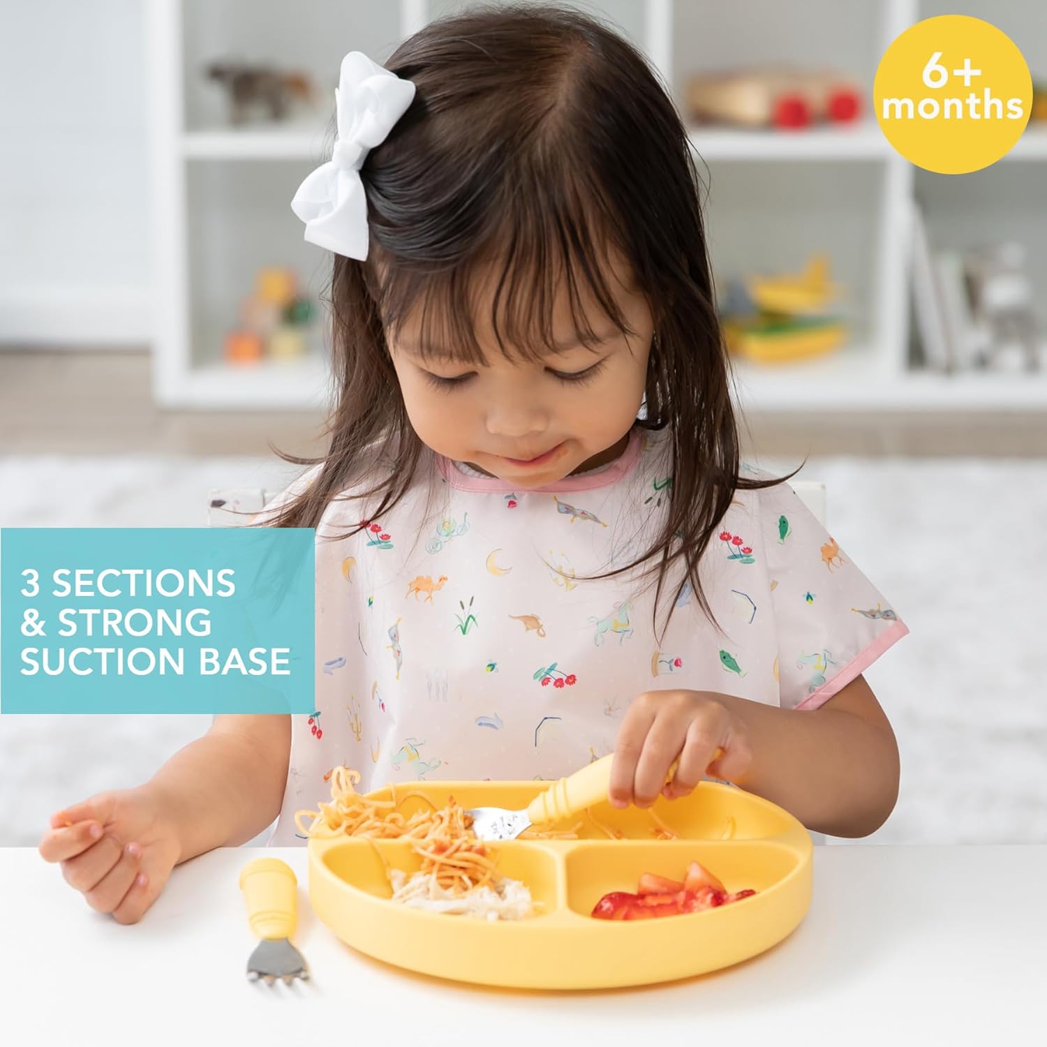 Bumkins Toddler Suction Plate with Divided Grip