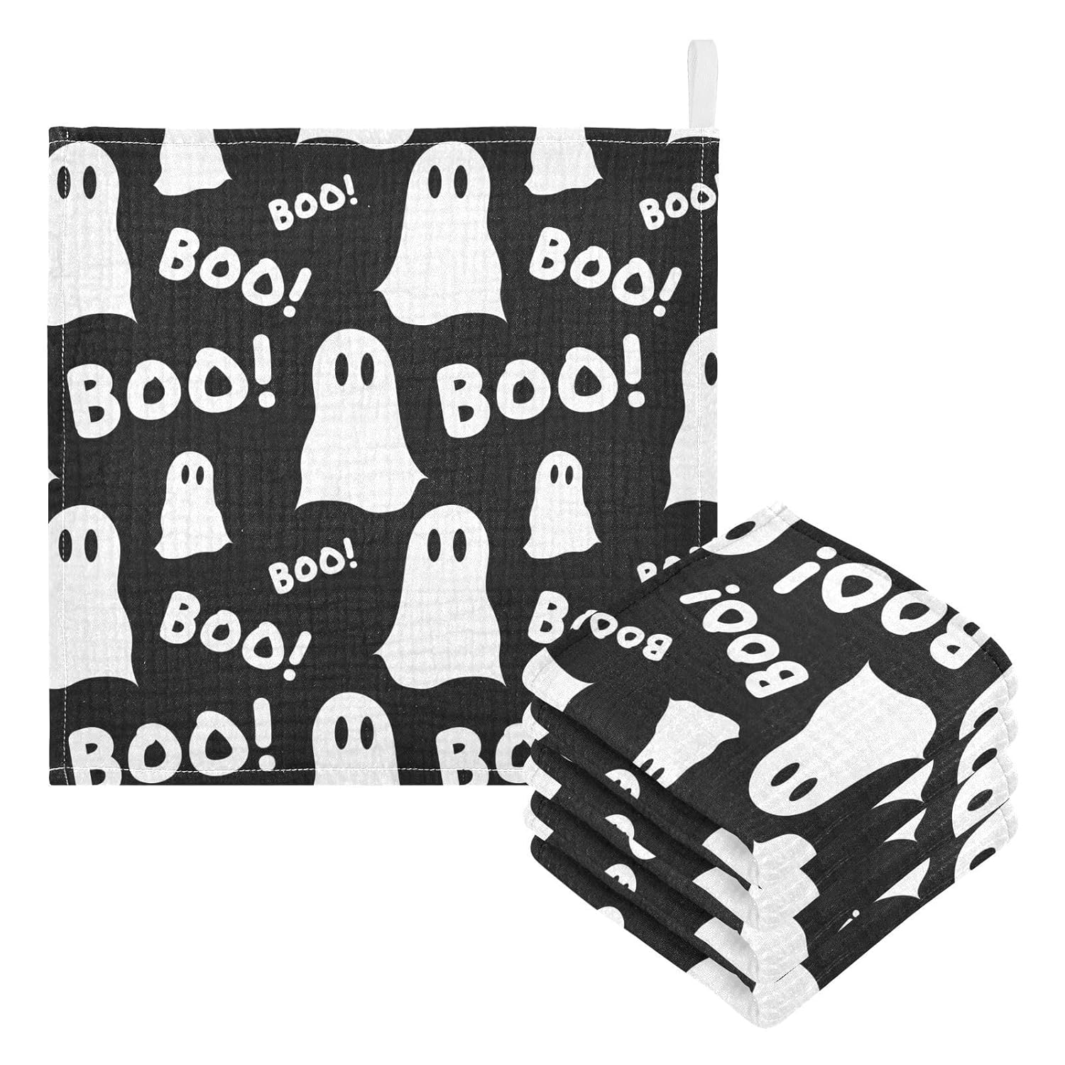 WIFIU Halloween Ghosts Boo Baby Burp Cloths 3 Pack 1