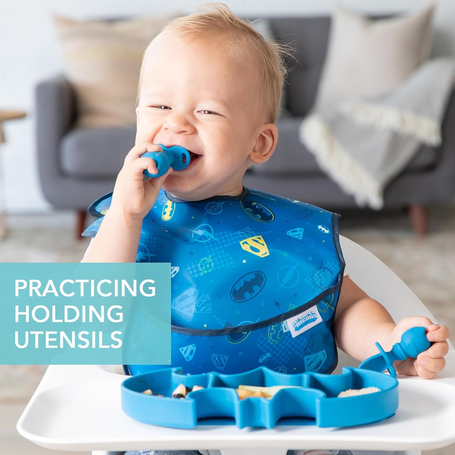 Bumkins Baby Utensils Set - Batman Blue 6 Months