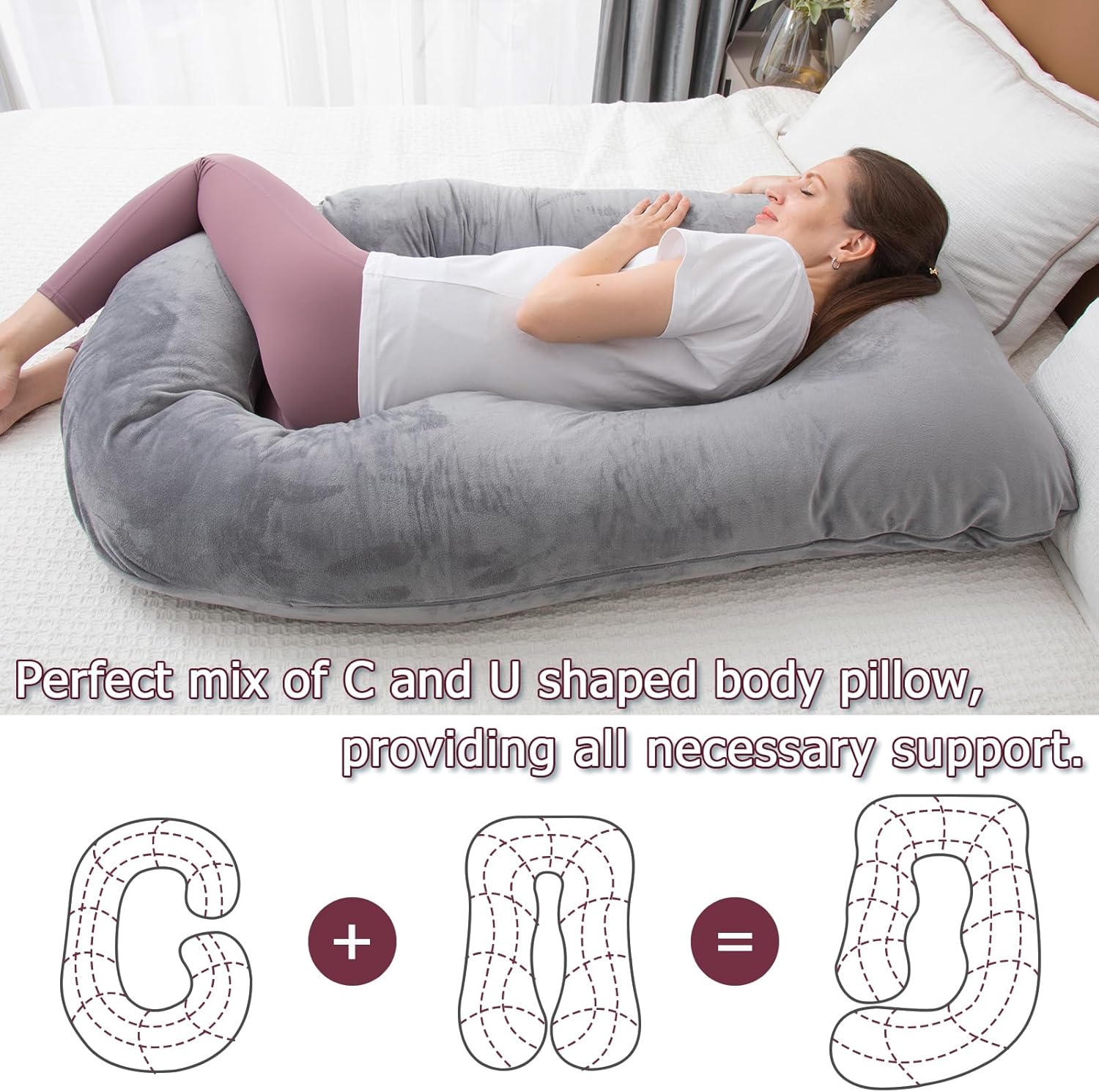 MOON PINE Pregnancy Pillow with Dark Grey Cover