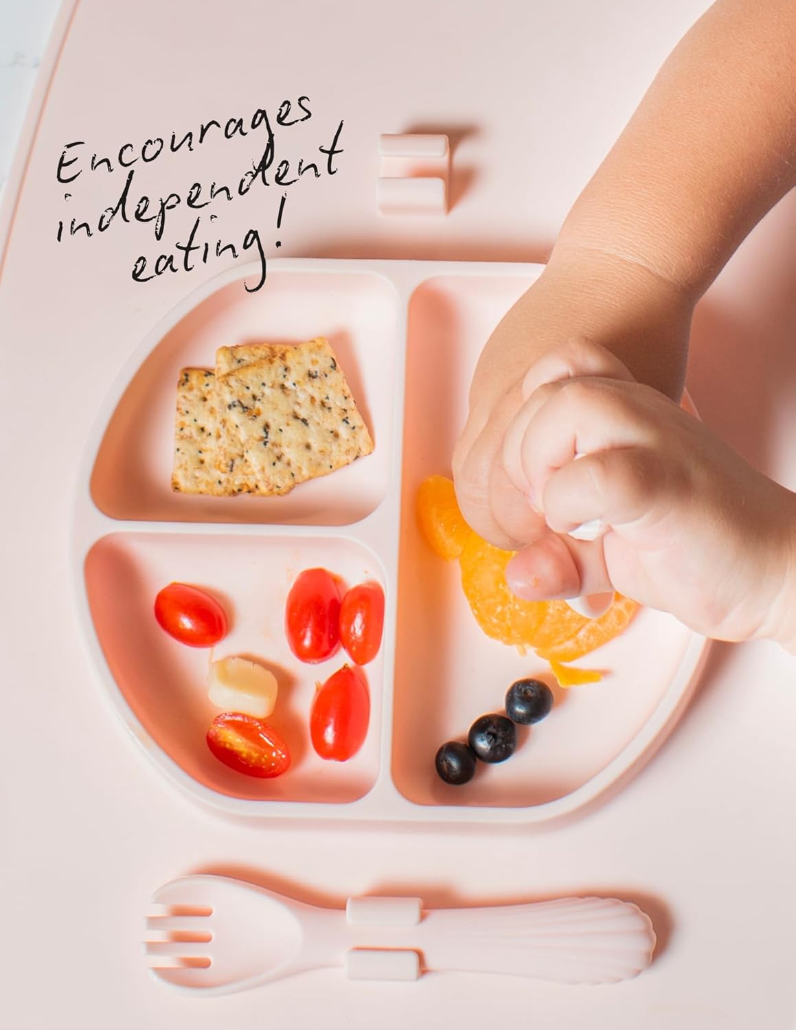 Modern Mini Silicone Suction Plate with Fork Spoon