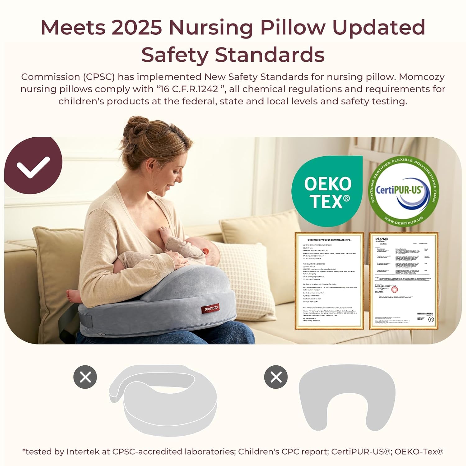 Momcozy Memory Foam Nursing Pillow with Safety Fence 1