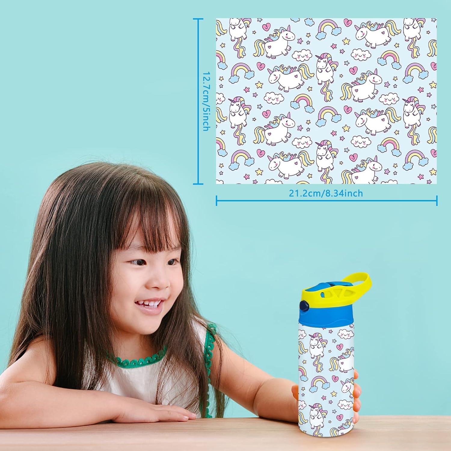 XccMe Kids Sublimation Tumbler 12oz Sippy Cup with Handle