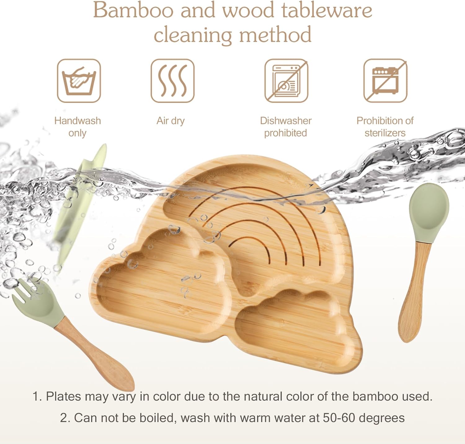Bamboo Suction Plates Bowls Set for Baby Toddler