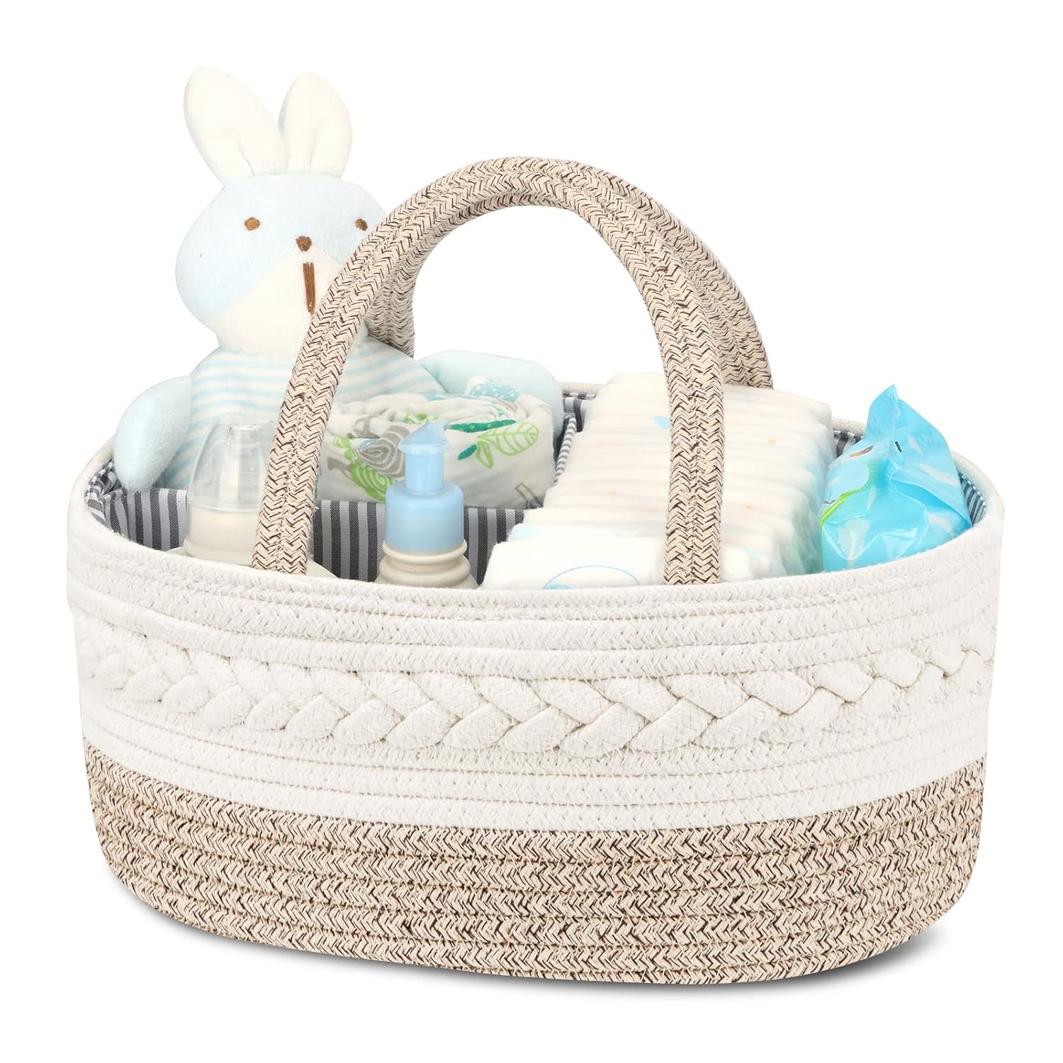 Maliton Diaper Caddy Organizer - Large Cotton Woven Basket