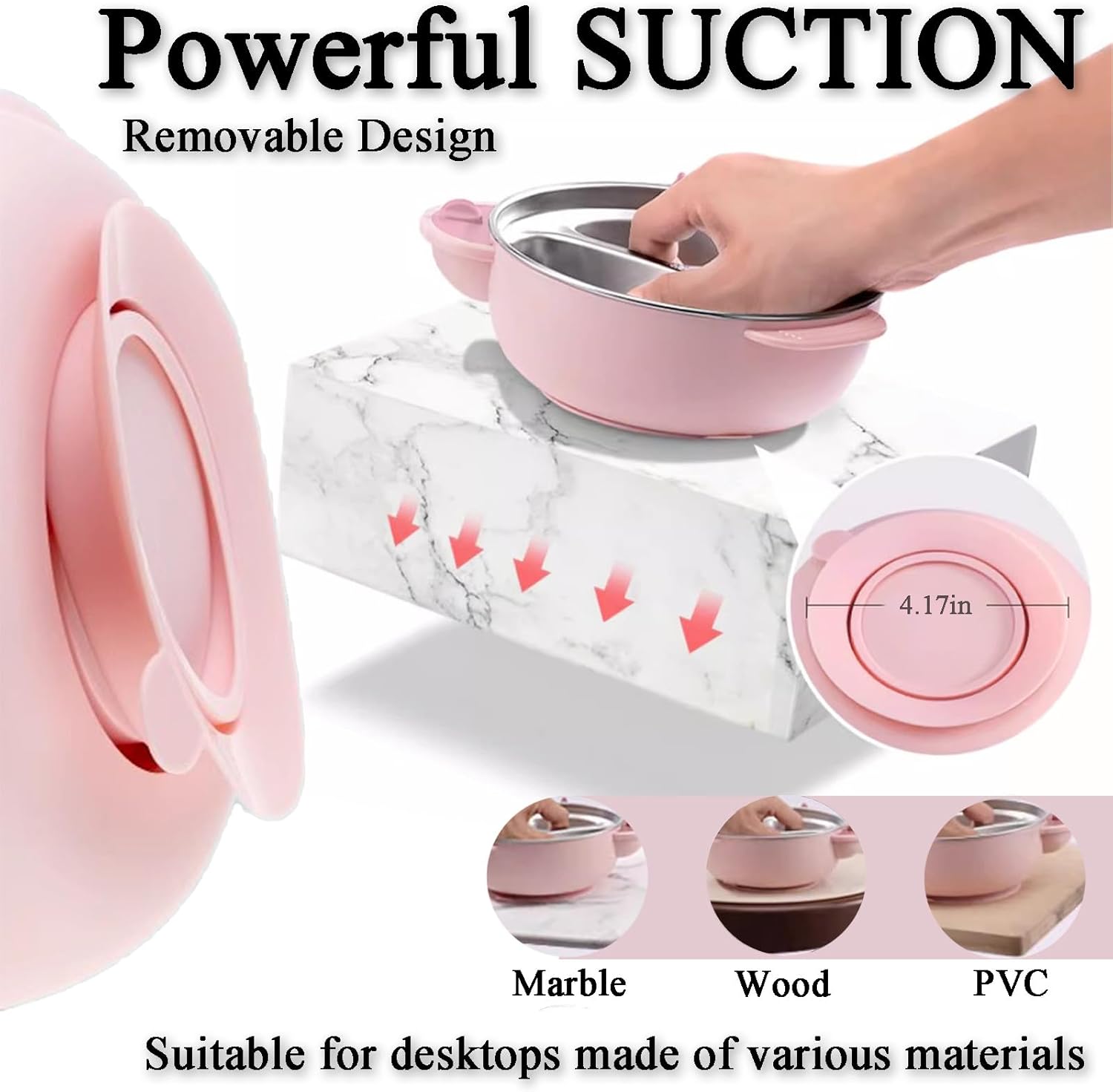 Qianliyer Cartoon Stainless Steel Baby Feeding Set Pink 1