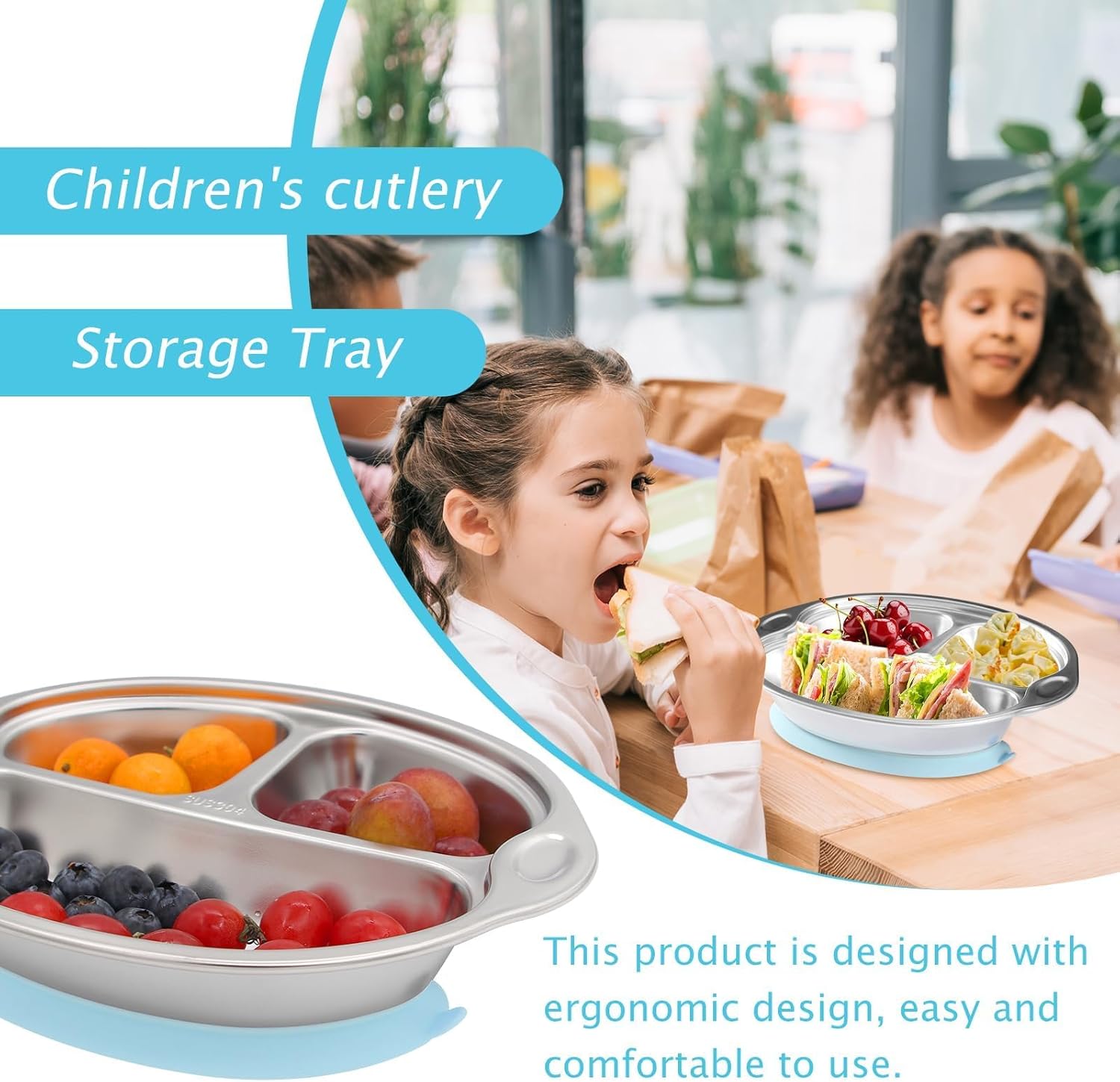 Mrs Chou Stainless Steel Suction Plates for Babies and Toddlers