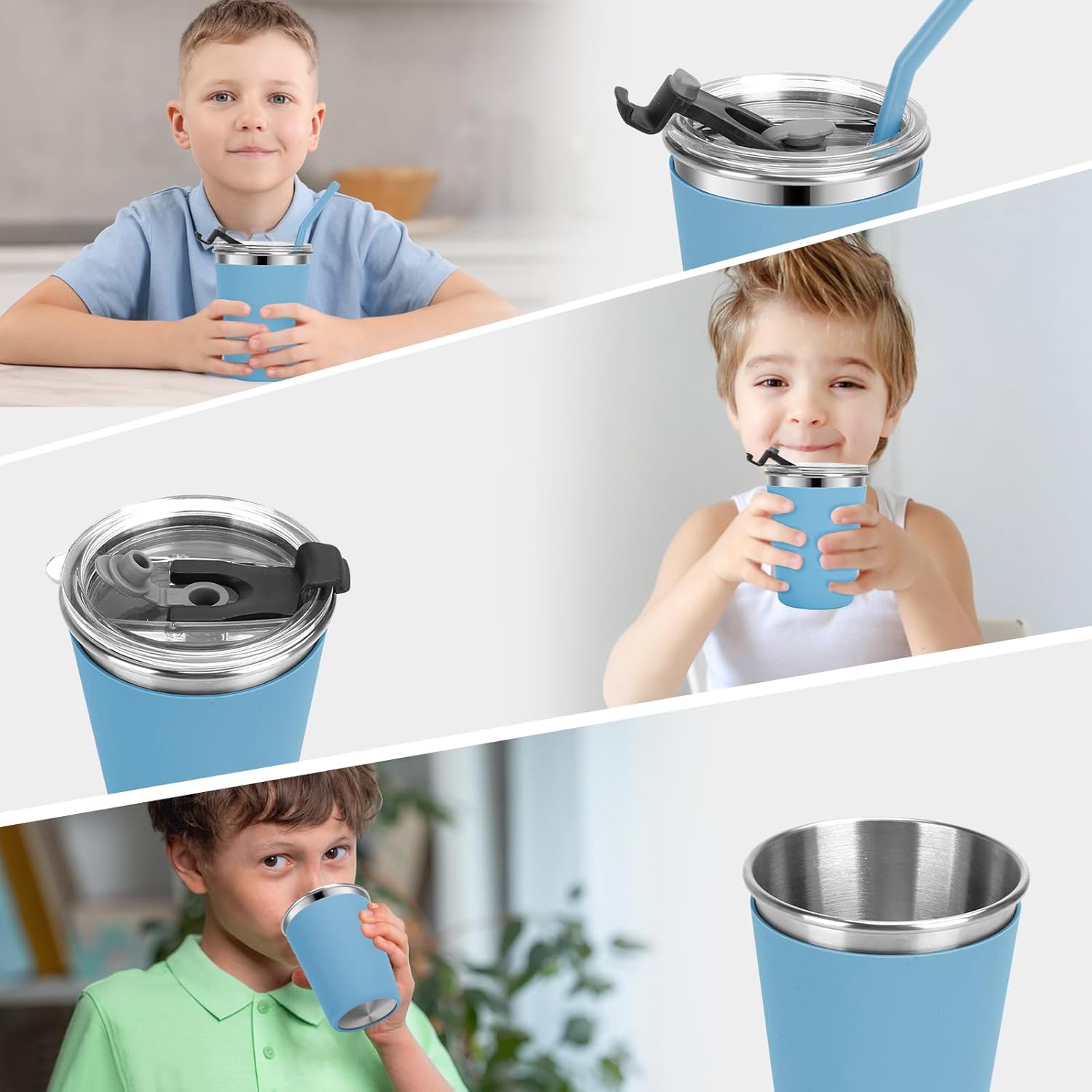 Vermida 2 Pack 10oz Leak Proof Kids Cups with Straws and Lids