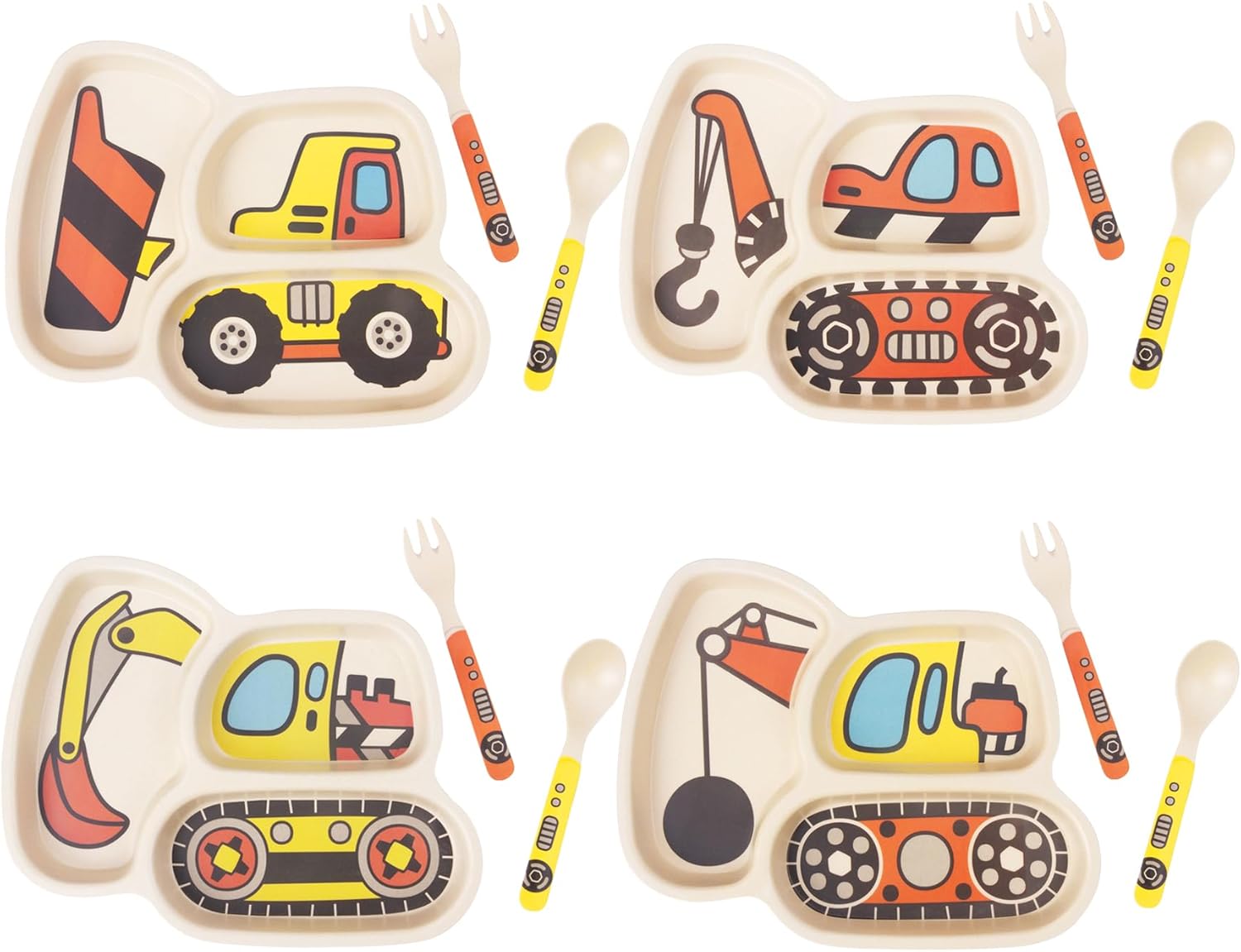 Nohlerlife Kids Plate Set - 12 Piece Divided Dinnerware for Toddlers