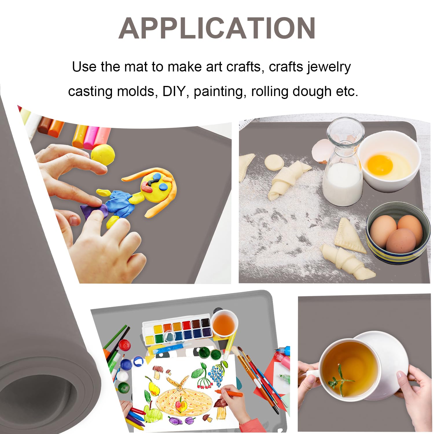 KVK 2 Pack Charcoal Silicone Placemats for Kids