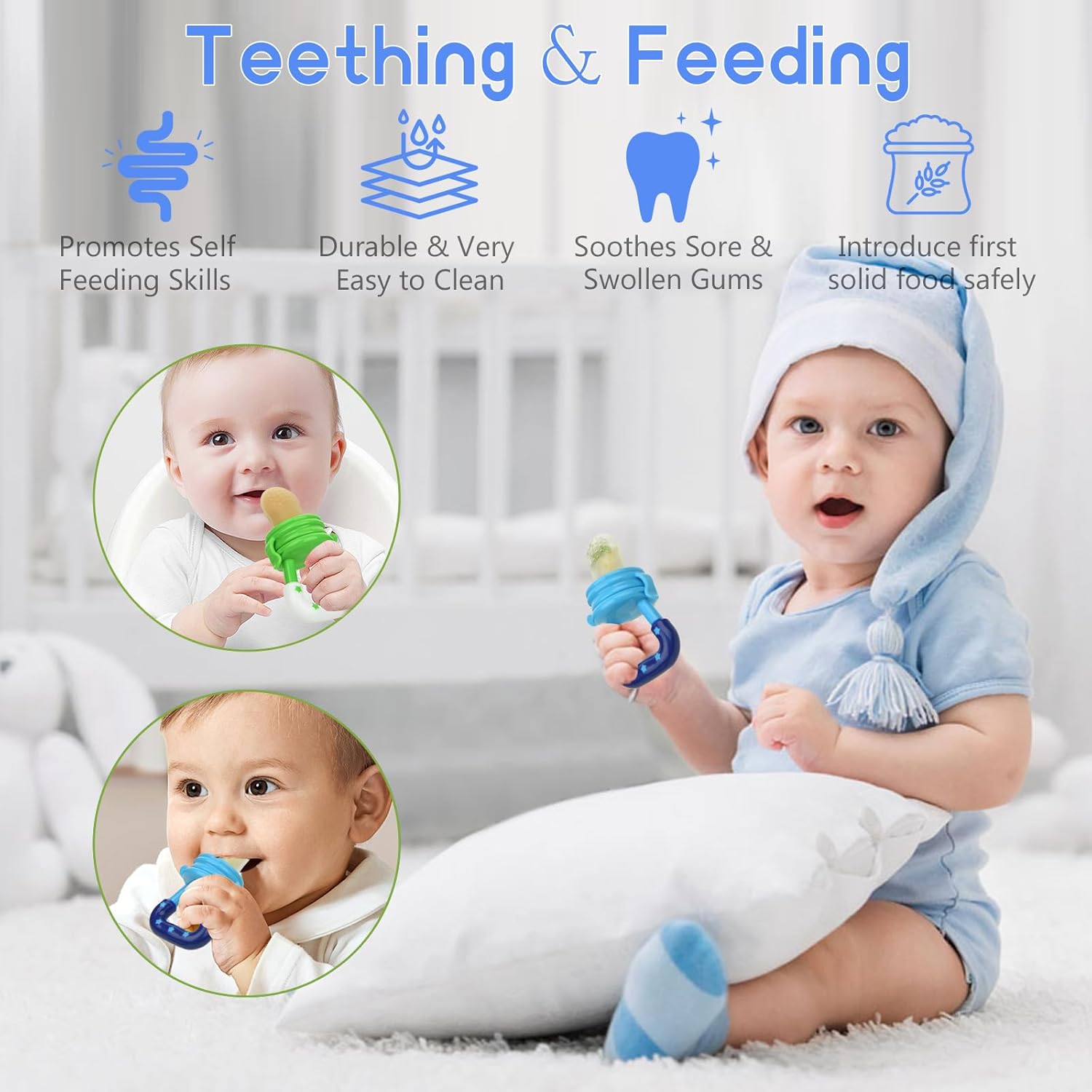 WAJIAYON 5 Pack Baby Fruit Feeder Pacifier with Spoon