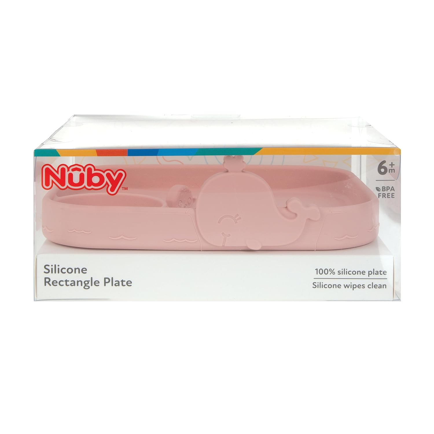 Nuby Animal Friend Silicone Round Plate Pink Whale Toddler Plate