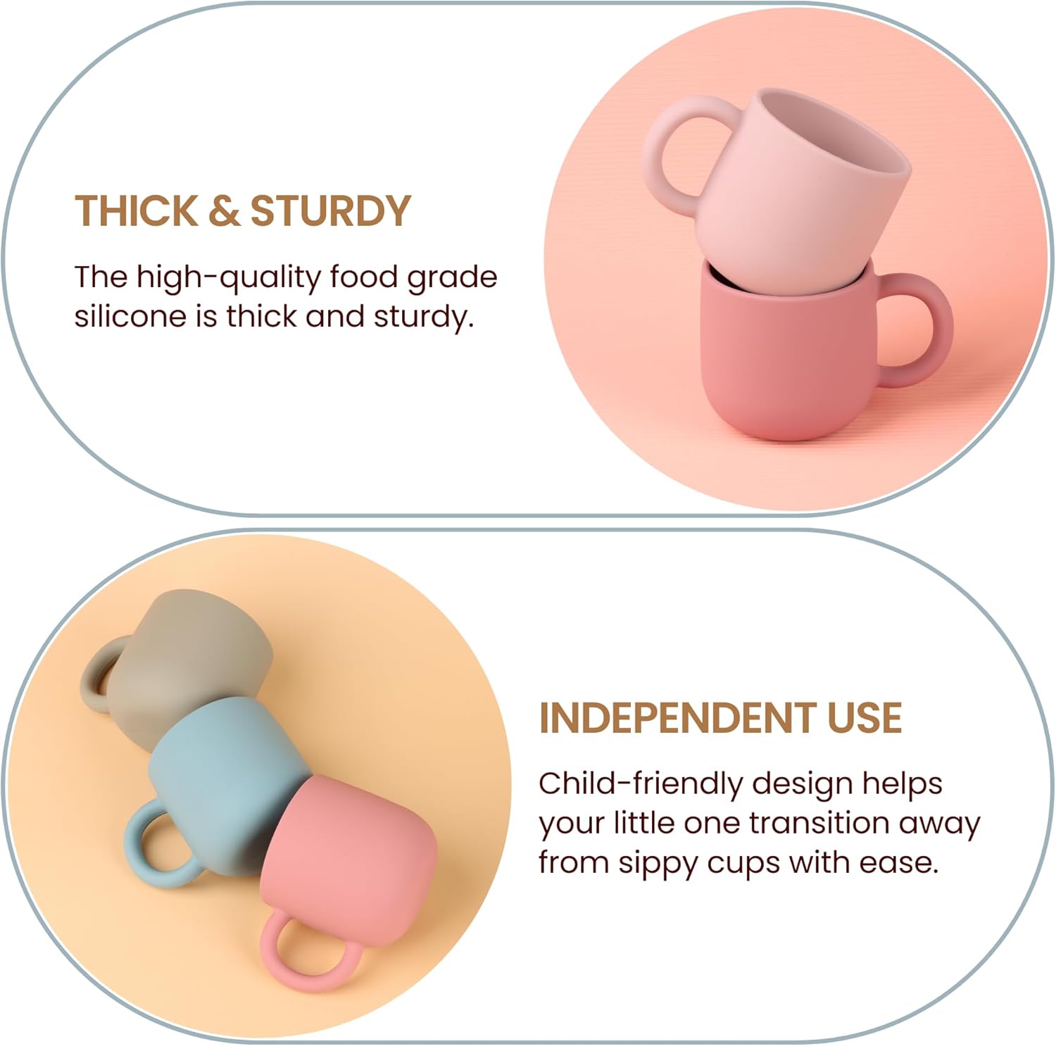 Pack of 2 Food Grade Silicone Toddler Cups