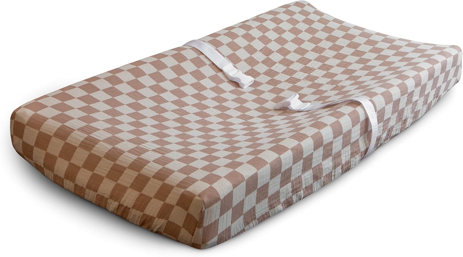 Mushie Extra Soft Muslin Changing Pad Cover Natural Check 1