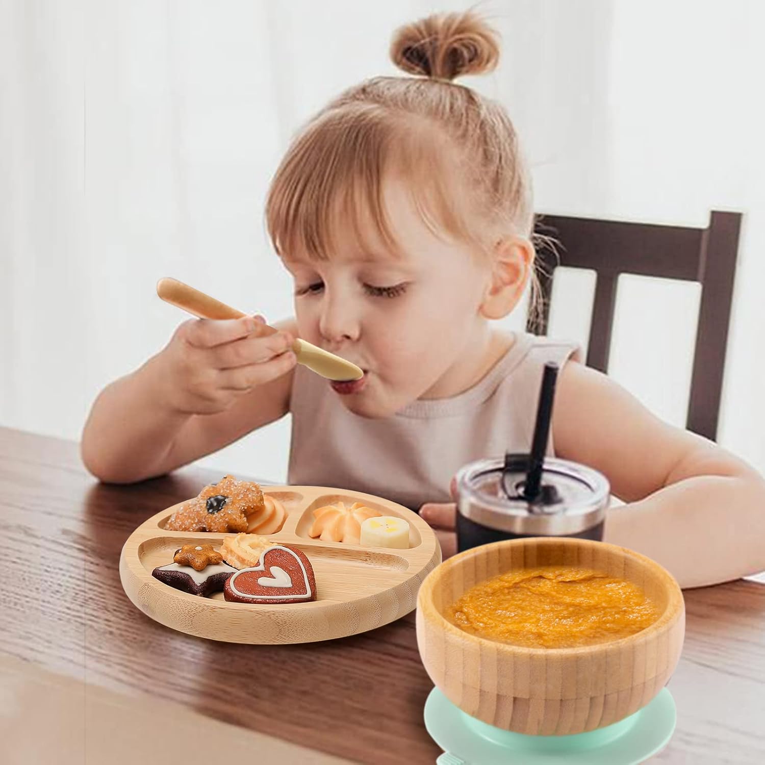 HI BABY MONMENT Baby Bamboo Feeding Set with Suction
