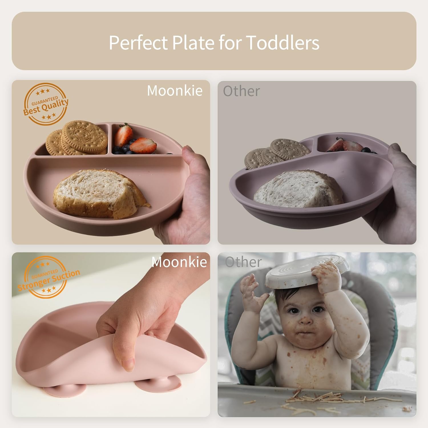 Moonkie Suction Plates for Baby 3 Pack