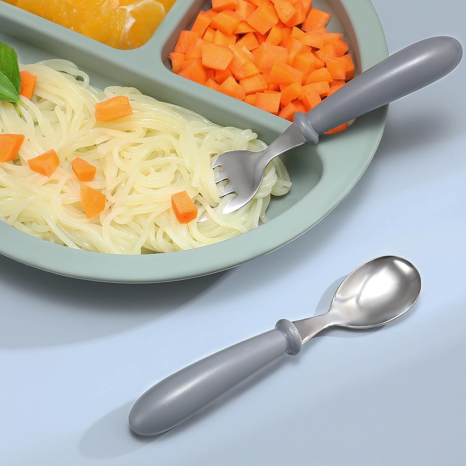 6 Piece Toddler Utensils Set with Soft Round Handles