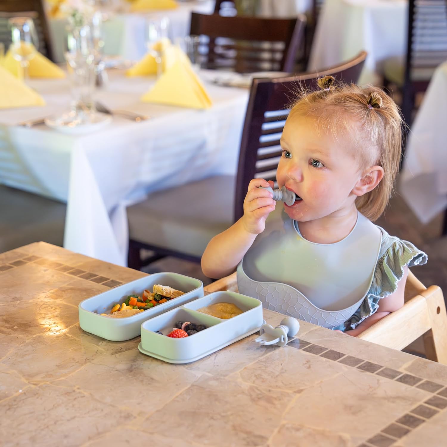 Palz and Pandy Travel Baby Feeding Set - 6 Piece Portable Toddler Supplies