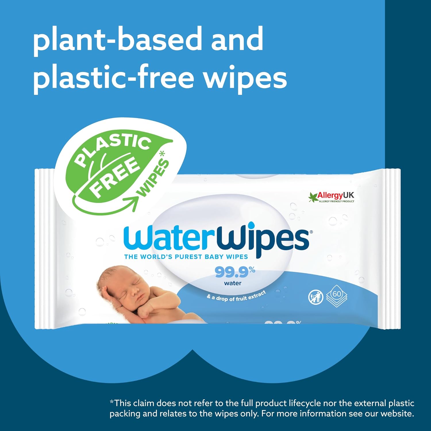 WaterWipes Plastic-Free Original Baby Wipes 60 Count Pack