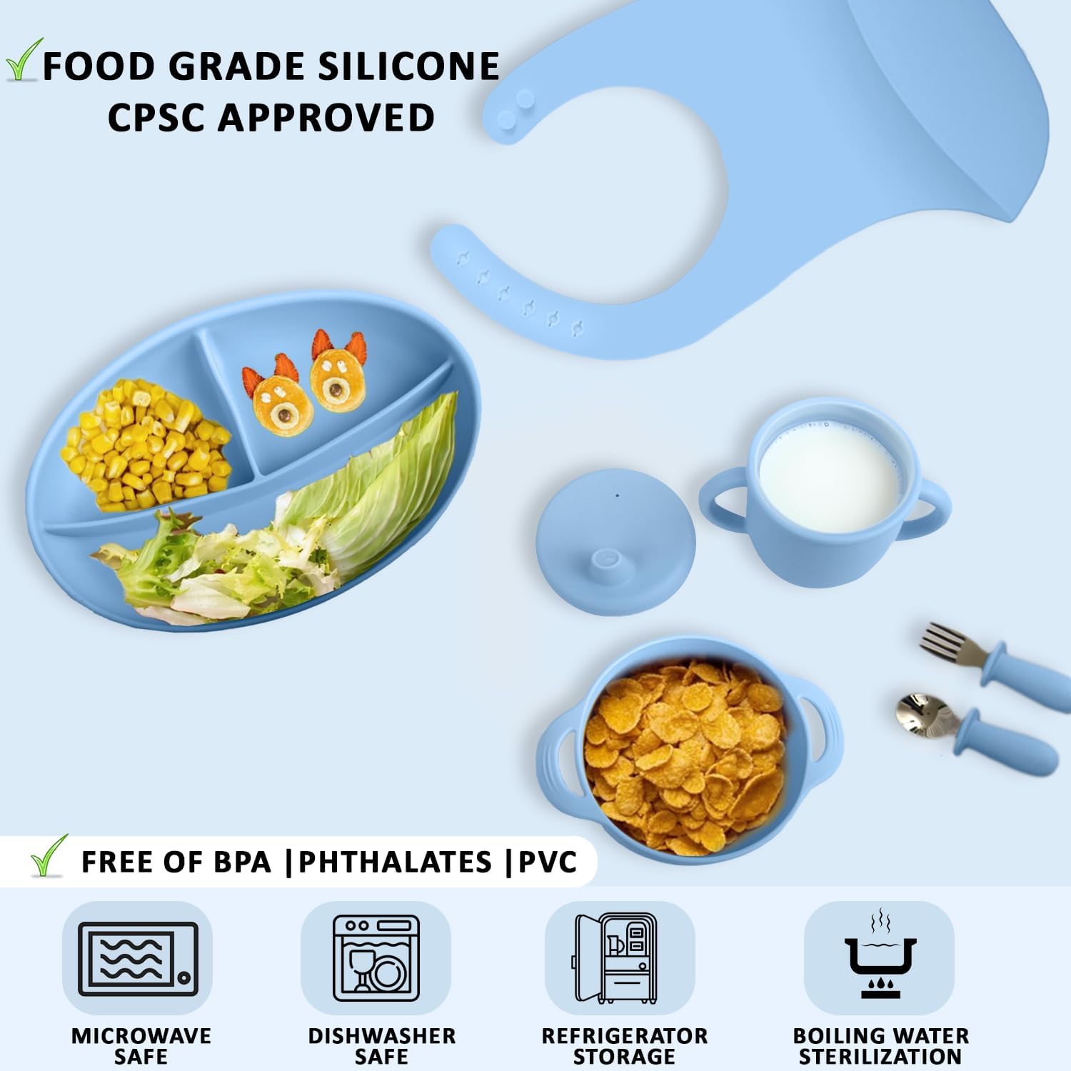 Positive Pieces Silicone Baby Feeding Set for 6-Month Old Babies 1