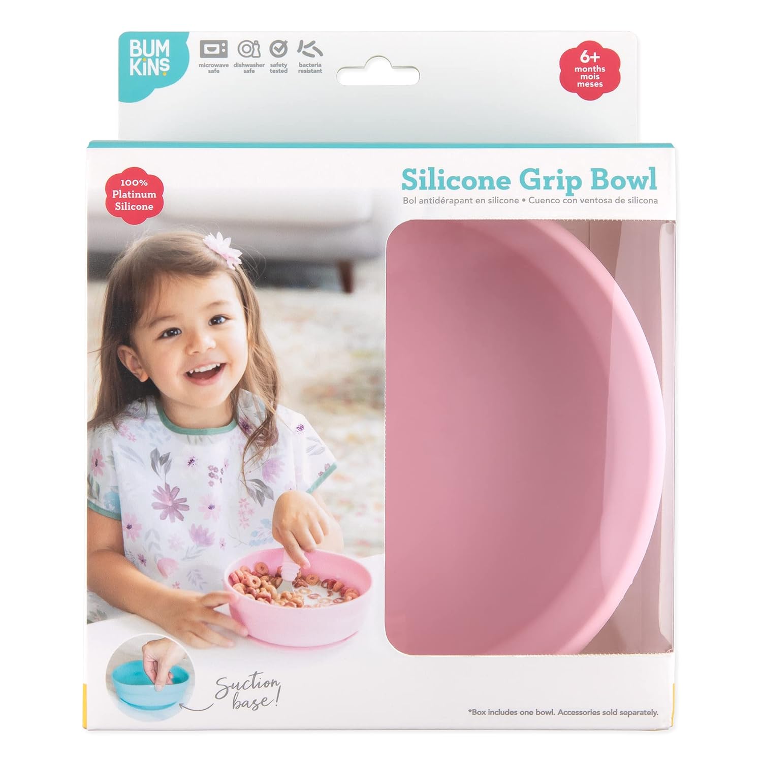 Bumkins Baby Bowl with Suction Base Pink 1