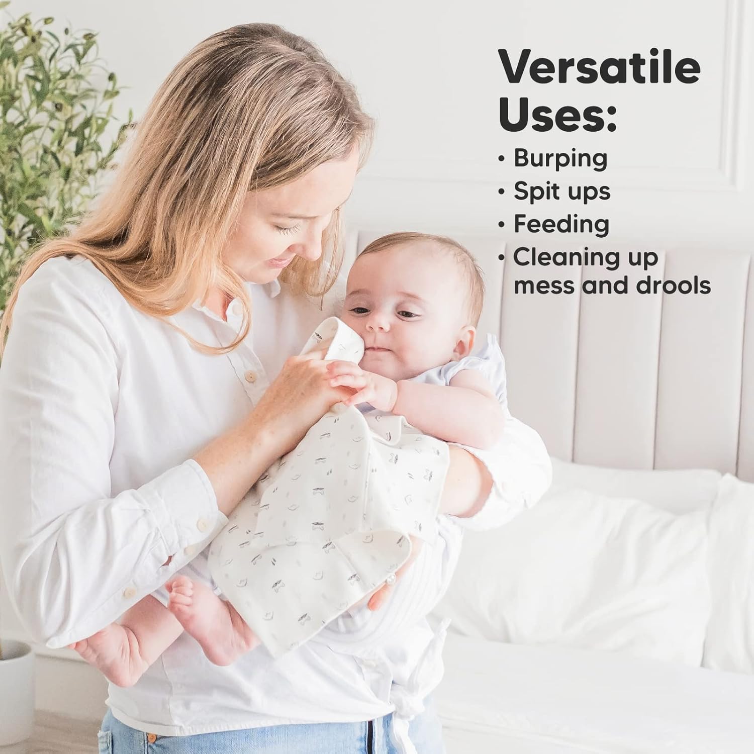 KeaBabies Organic Burp Cloths 6-Pack Neutrals