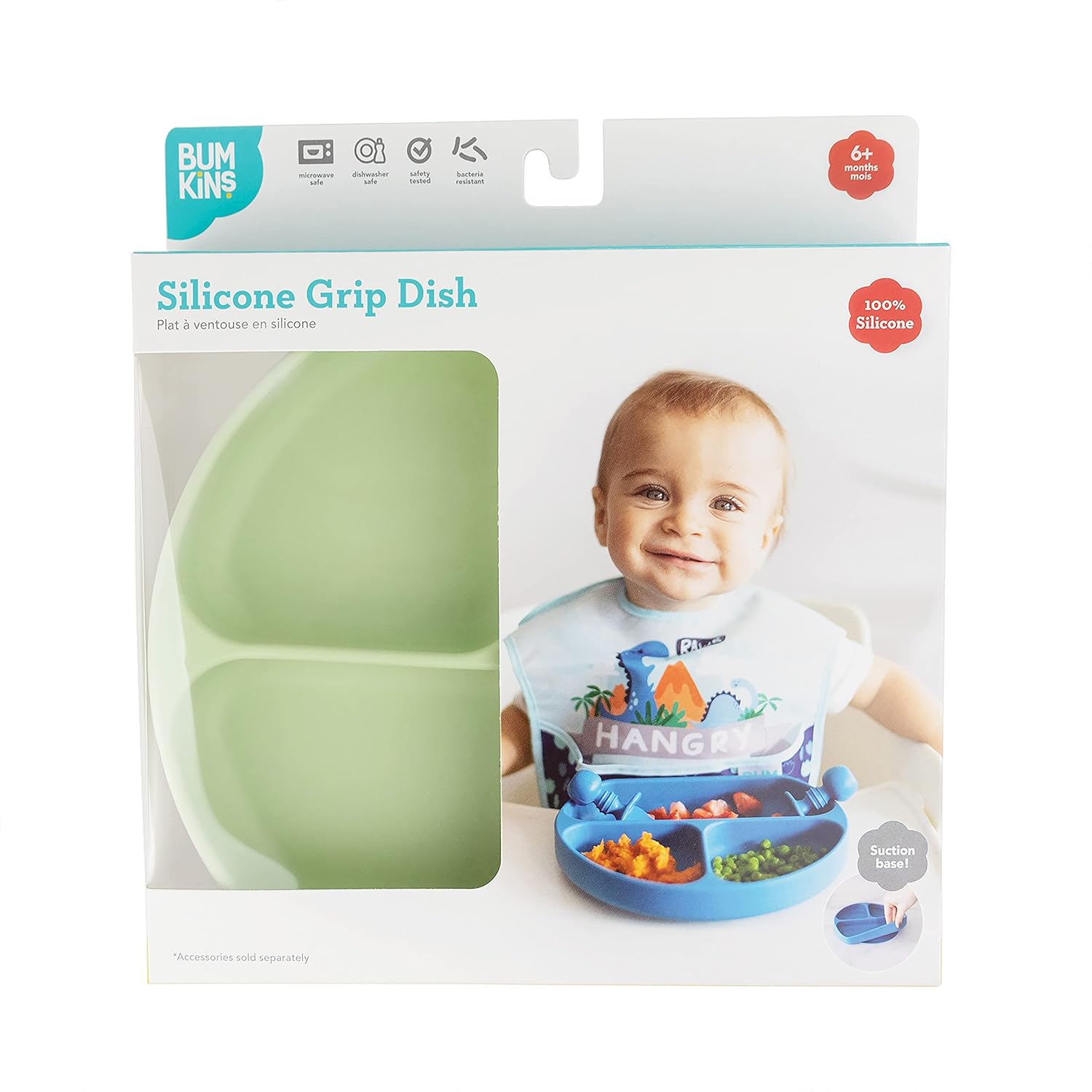 Bumkins Toddler Suction Plate for 6 Months and Up Sage