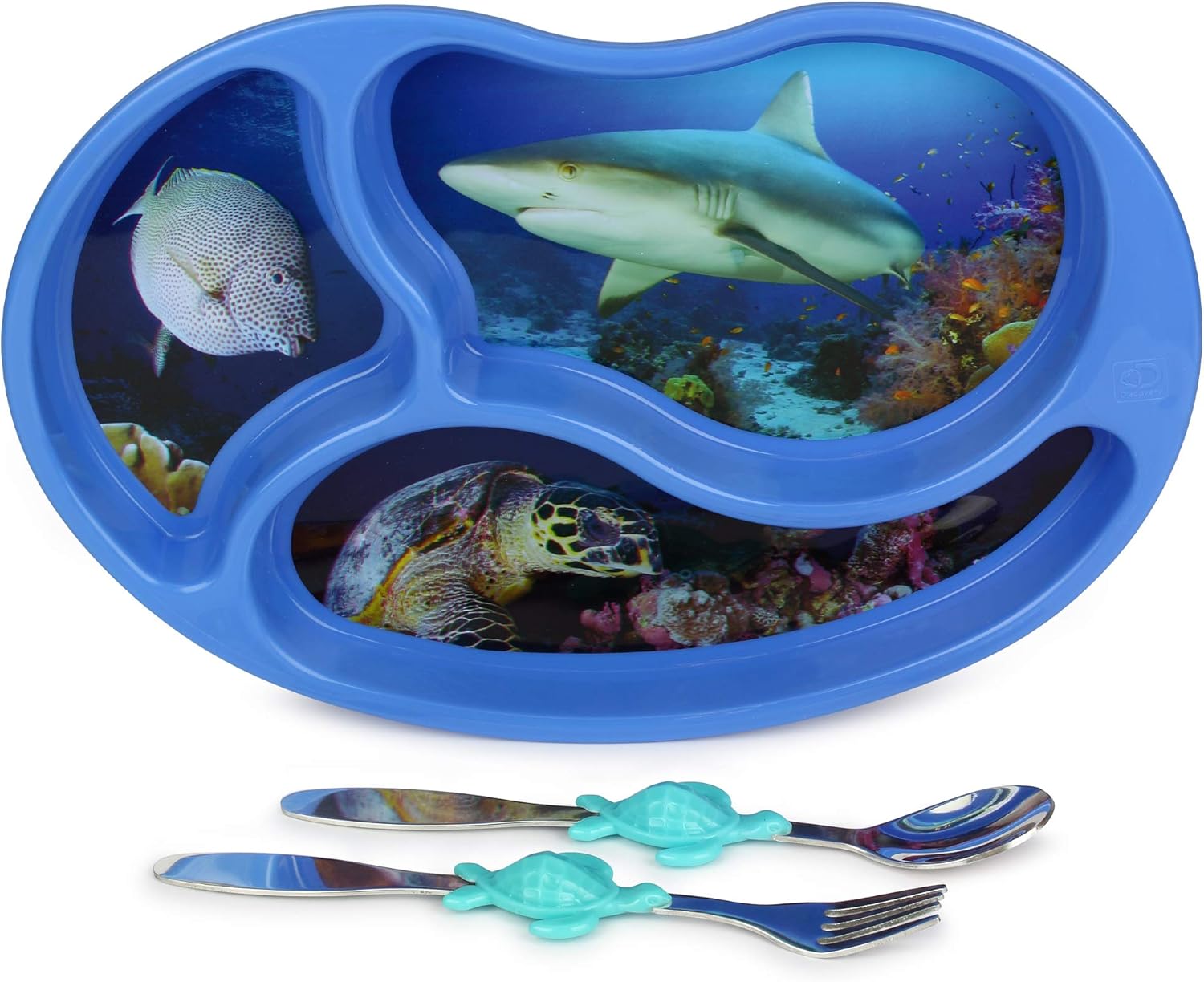 KidsFunwares Ocean Divided Plate Set with Utensils