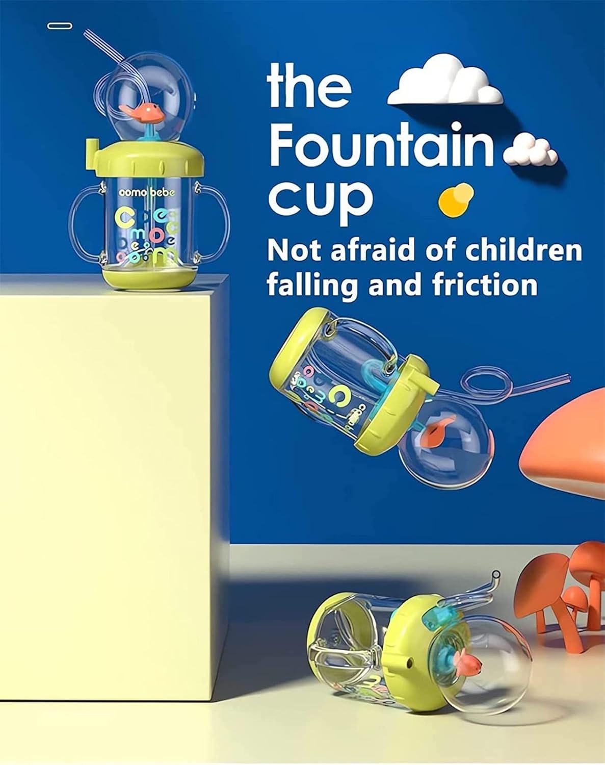 Cute Whale Water Bottle 220ml Leak Proof Sippy Cup with Turbo Squirting Design