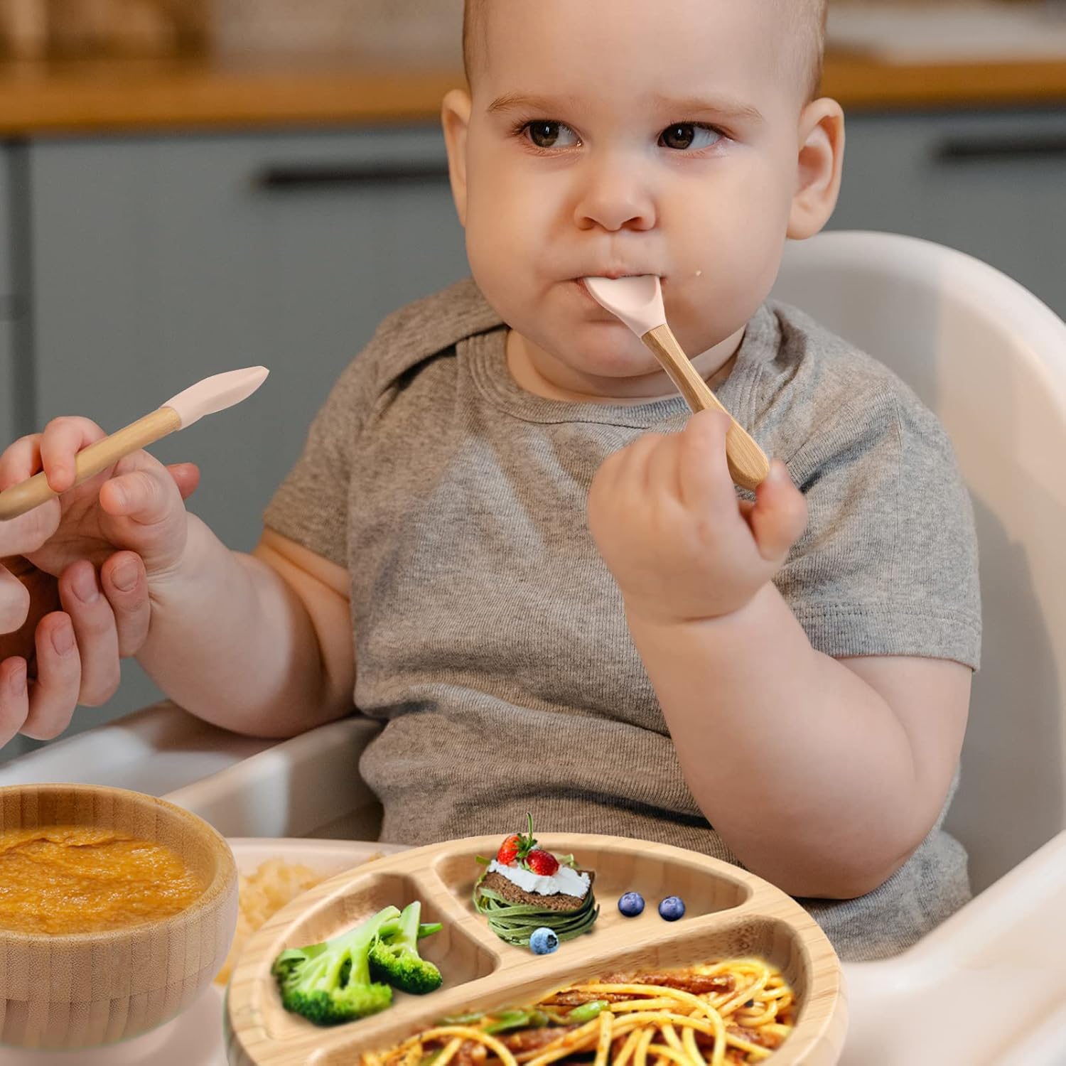 HI BABY MONMENT Baby Bamboo Feeding Set with Suction