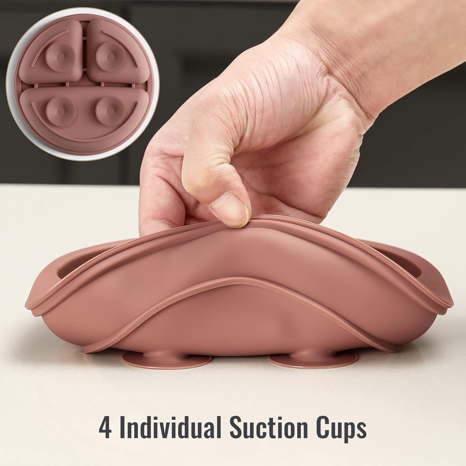 VITEVER 3 Pack Suction Plates with Lids and Utensils for Babies