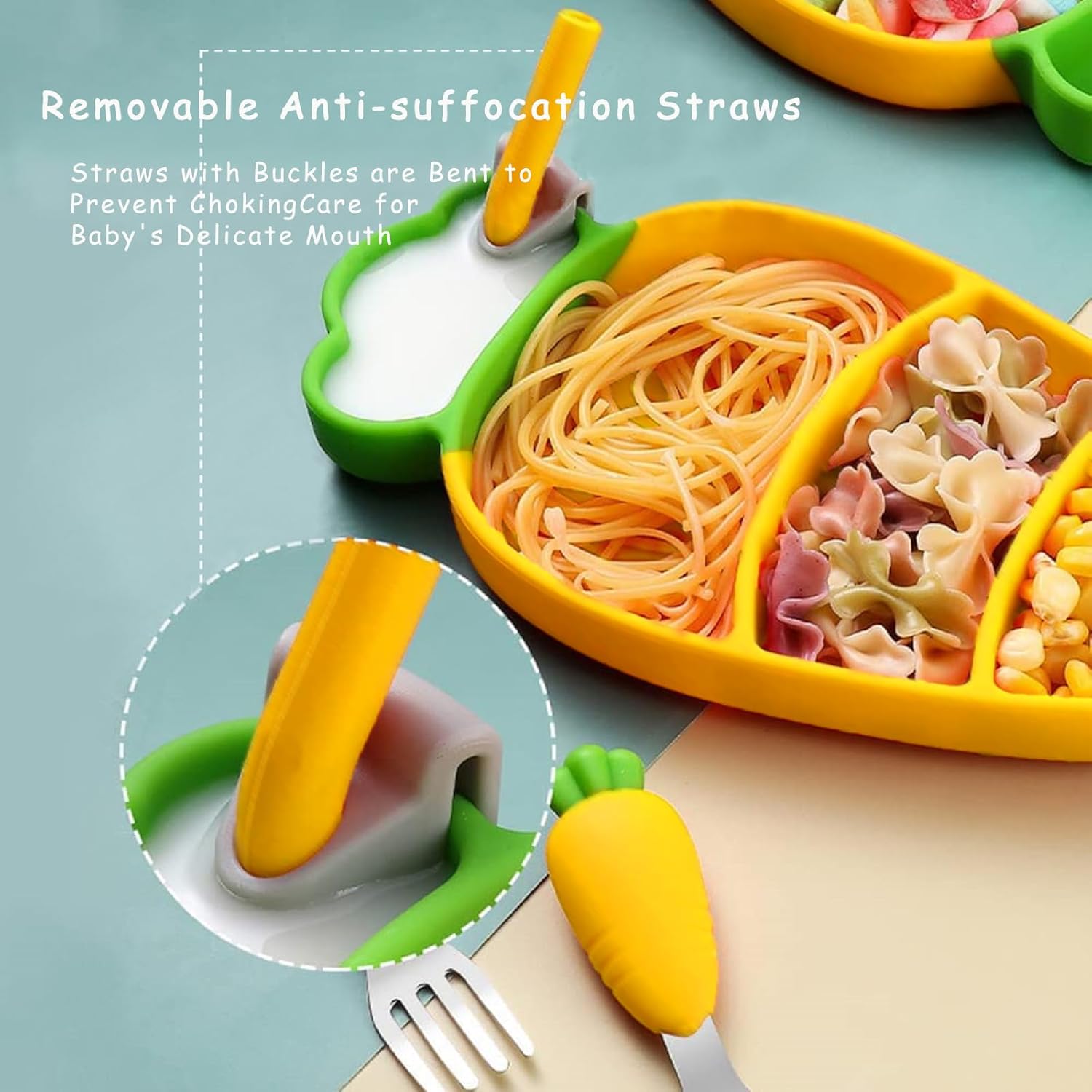 Suction Plates for Babies Toddlers BPA Free Microwave Safe Cute Carrot Design