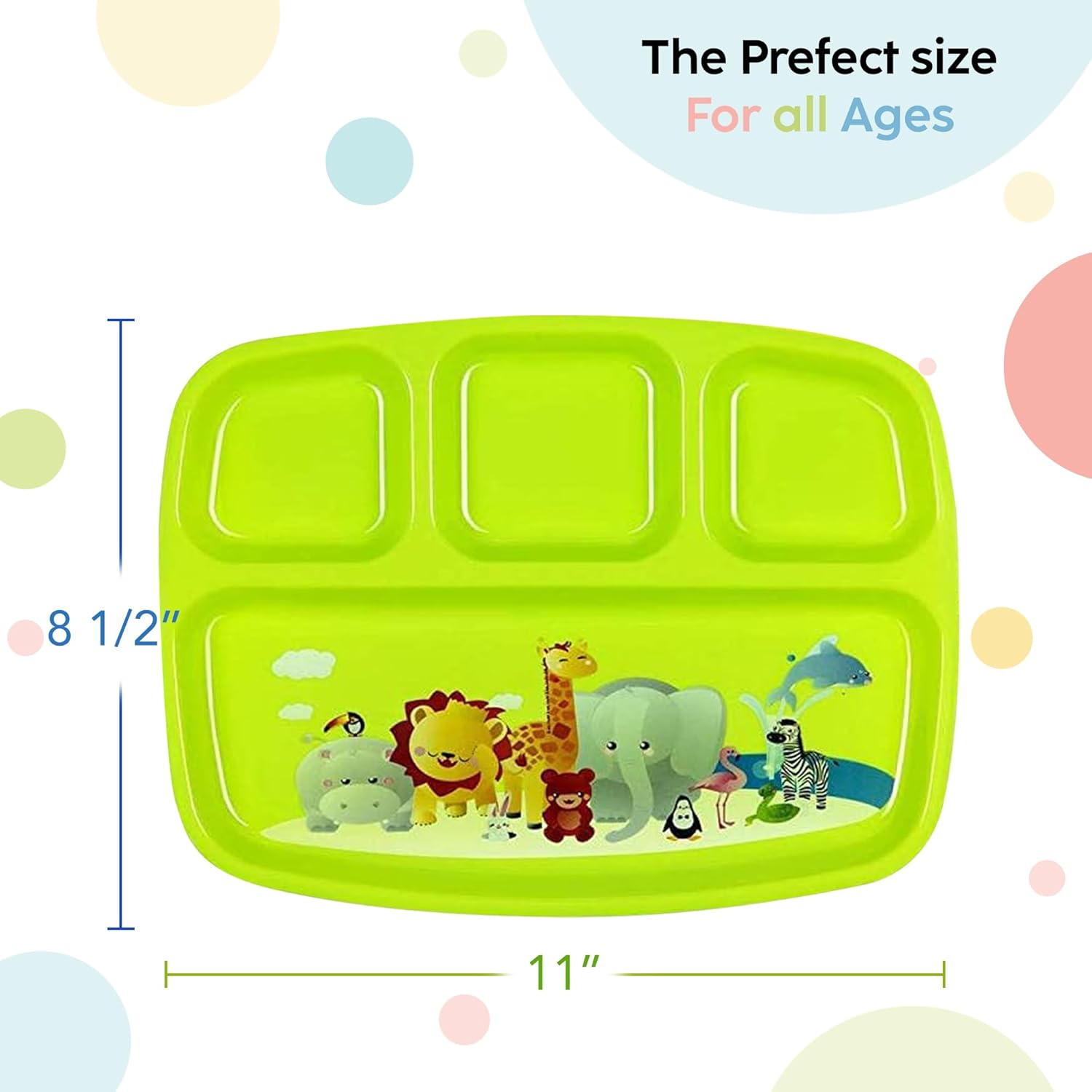 PLASKIDY Toddler Plates with Dividers Set of 4 1
