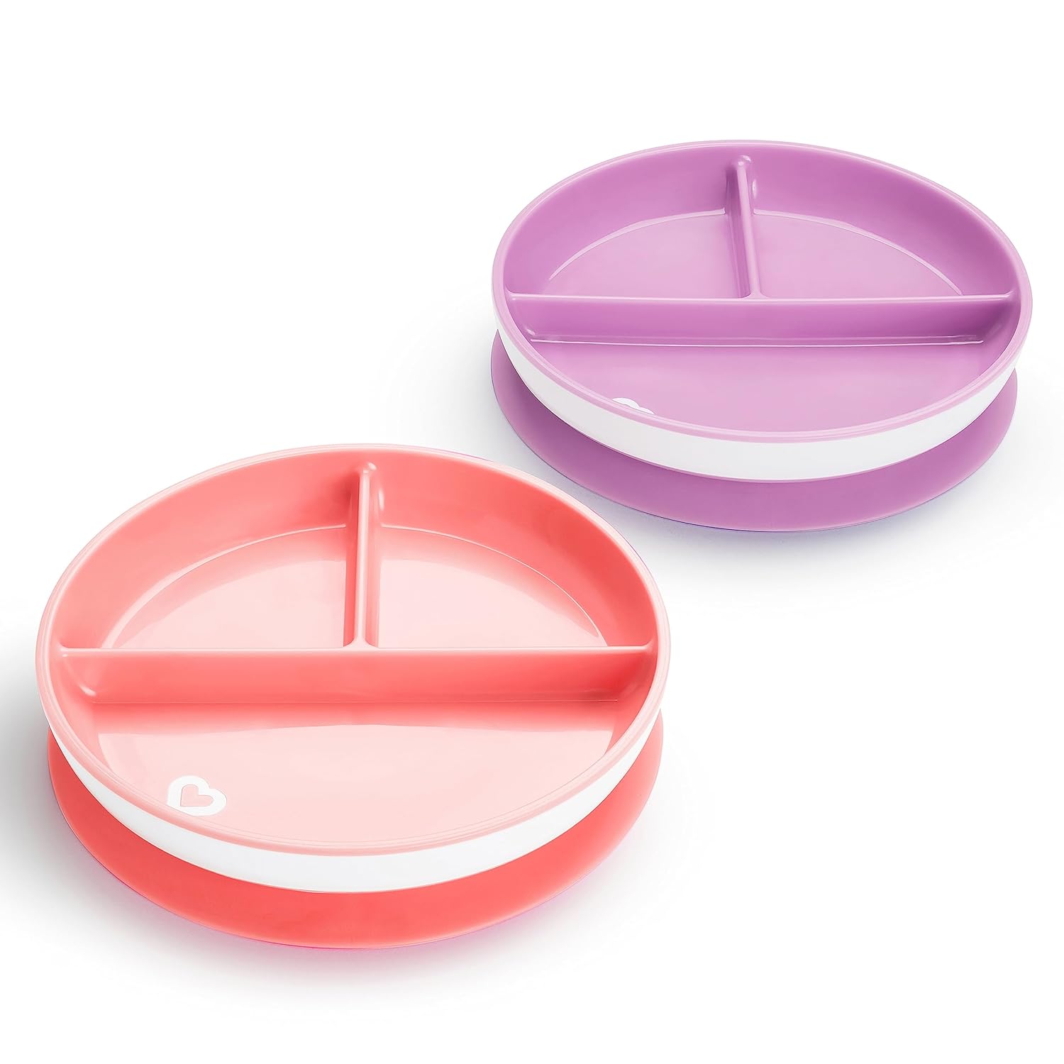 Munchkin Stay Put Suction Plates for Baby Toddler 3 Sections Pink Purple