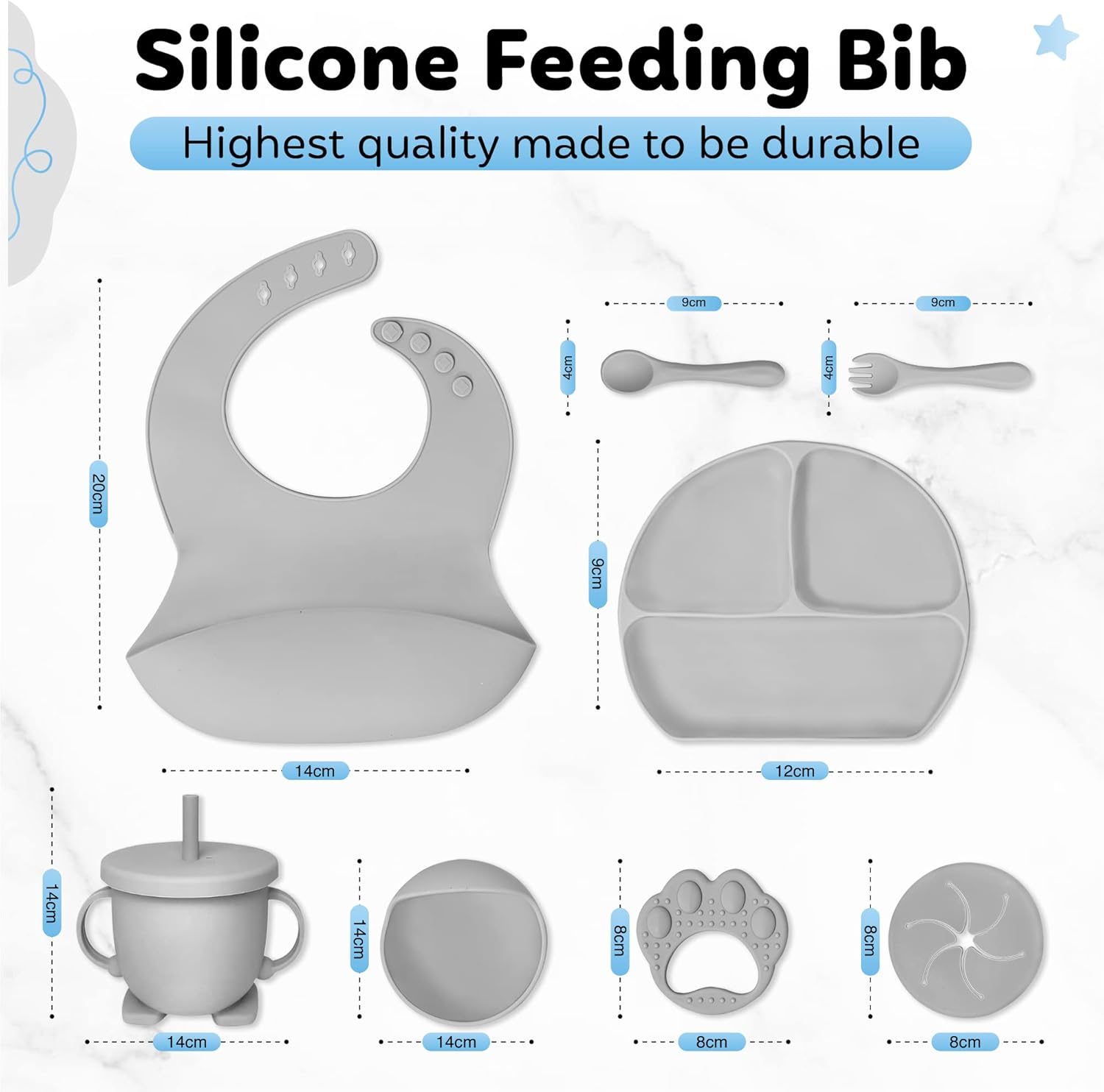 Kzonex 9-Piece Baby Mealtime Bundle for 0-48 Months